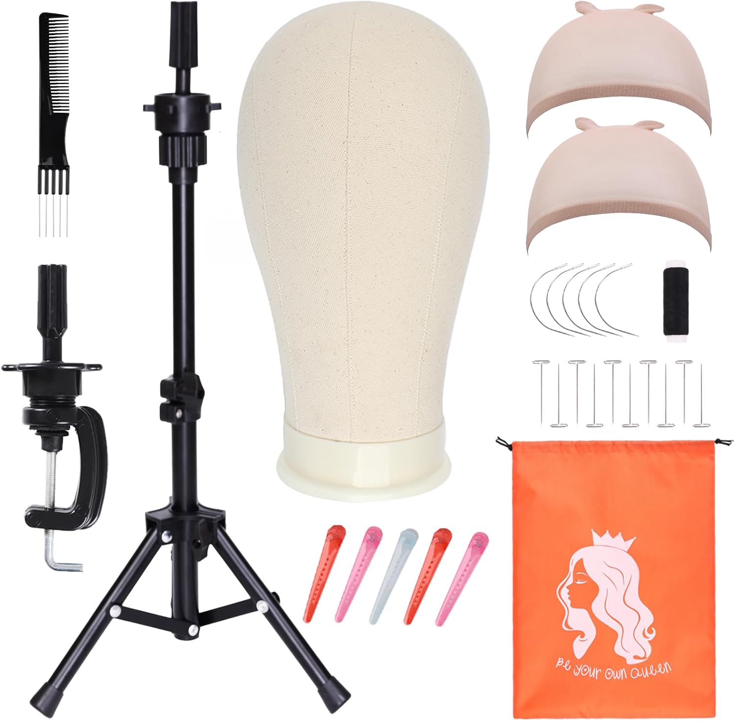 PWEOUKE 23 Inch Wig Stand Tripod with Head Set