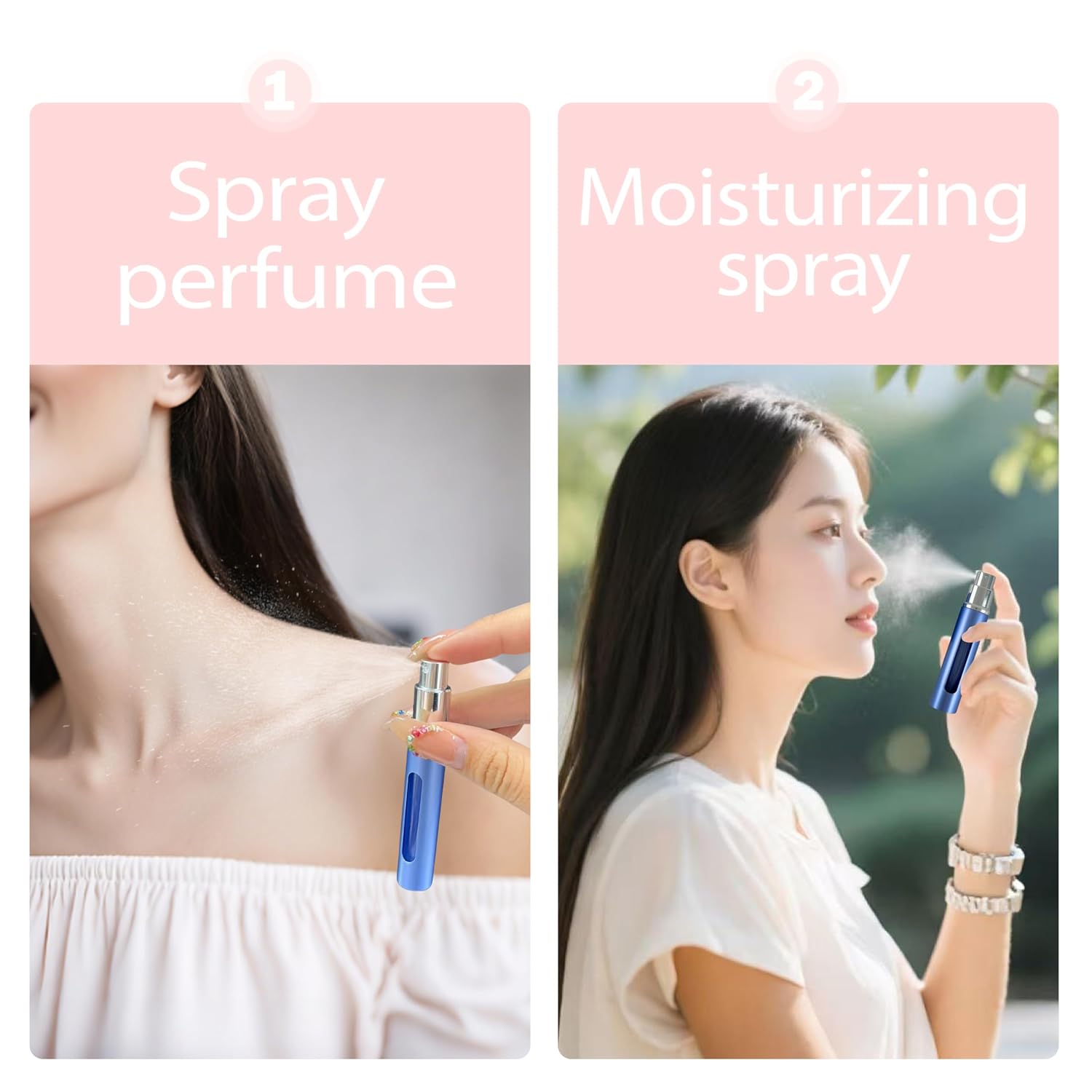 2 Pack Refillable Mini Perfume Atomizer Bottles Portable Travel Spray Dispensers 5ml