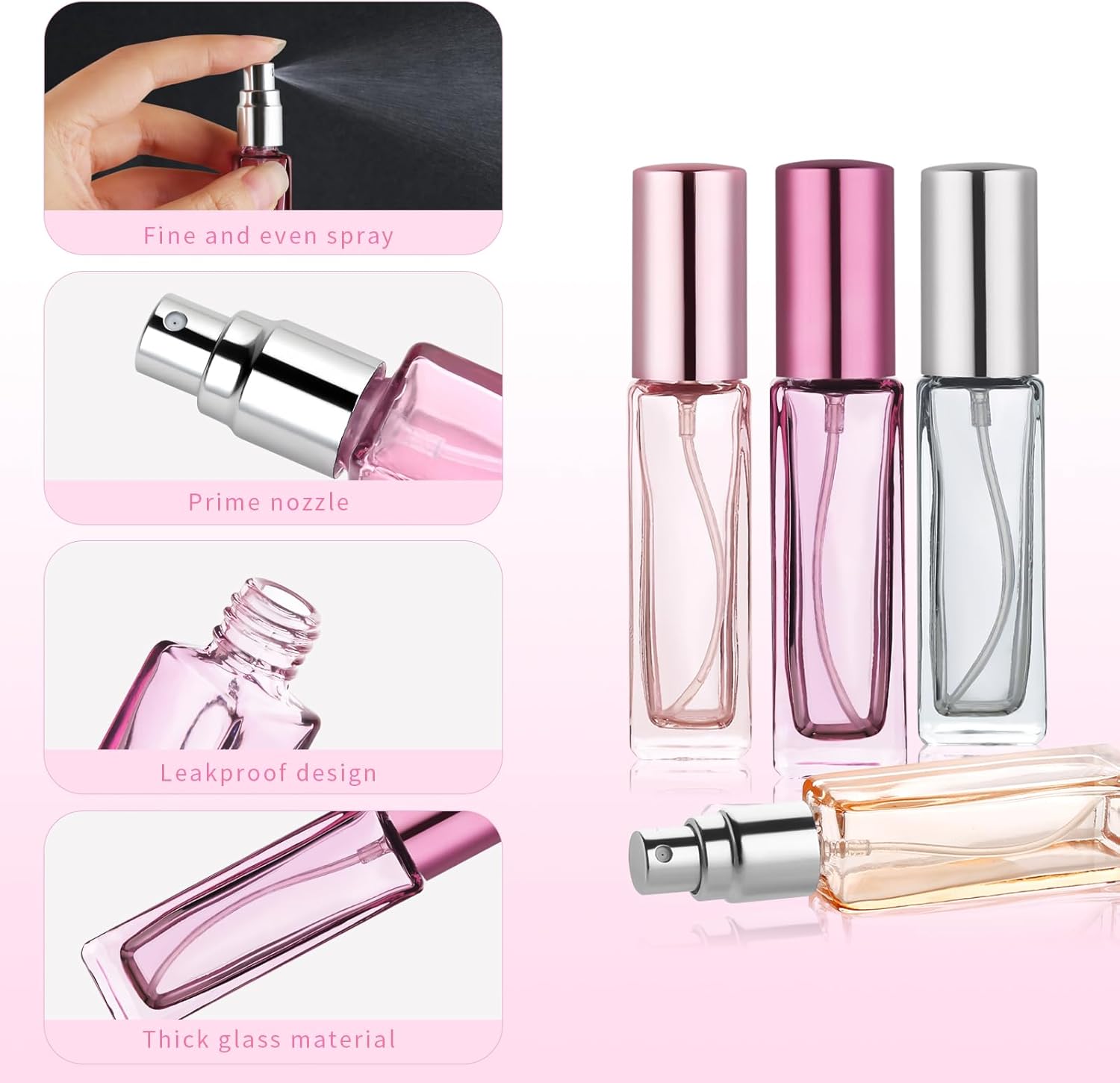 YOCASII Refillable Glass Travel Perfume Bottles 4PCS 10ml