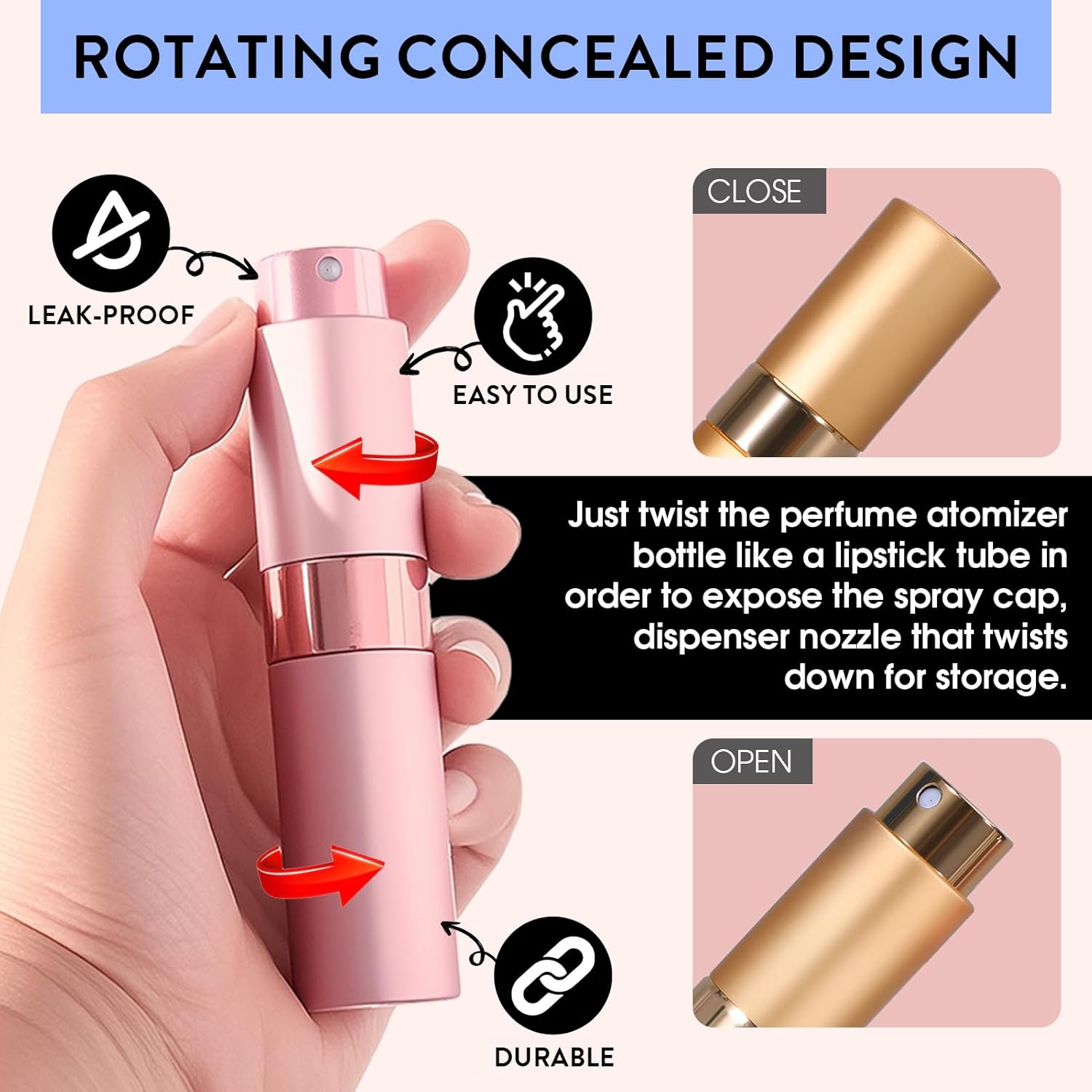 6 Pack 8ML Empty Perfume Atomizer for Refill Portable Spray Bottle