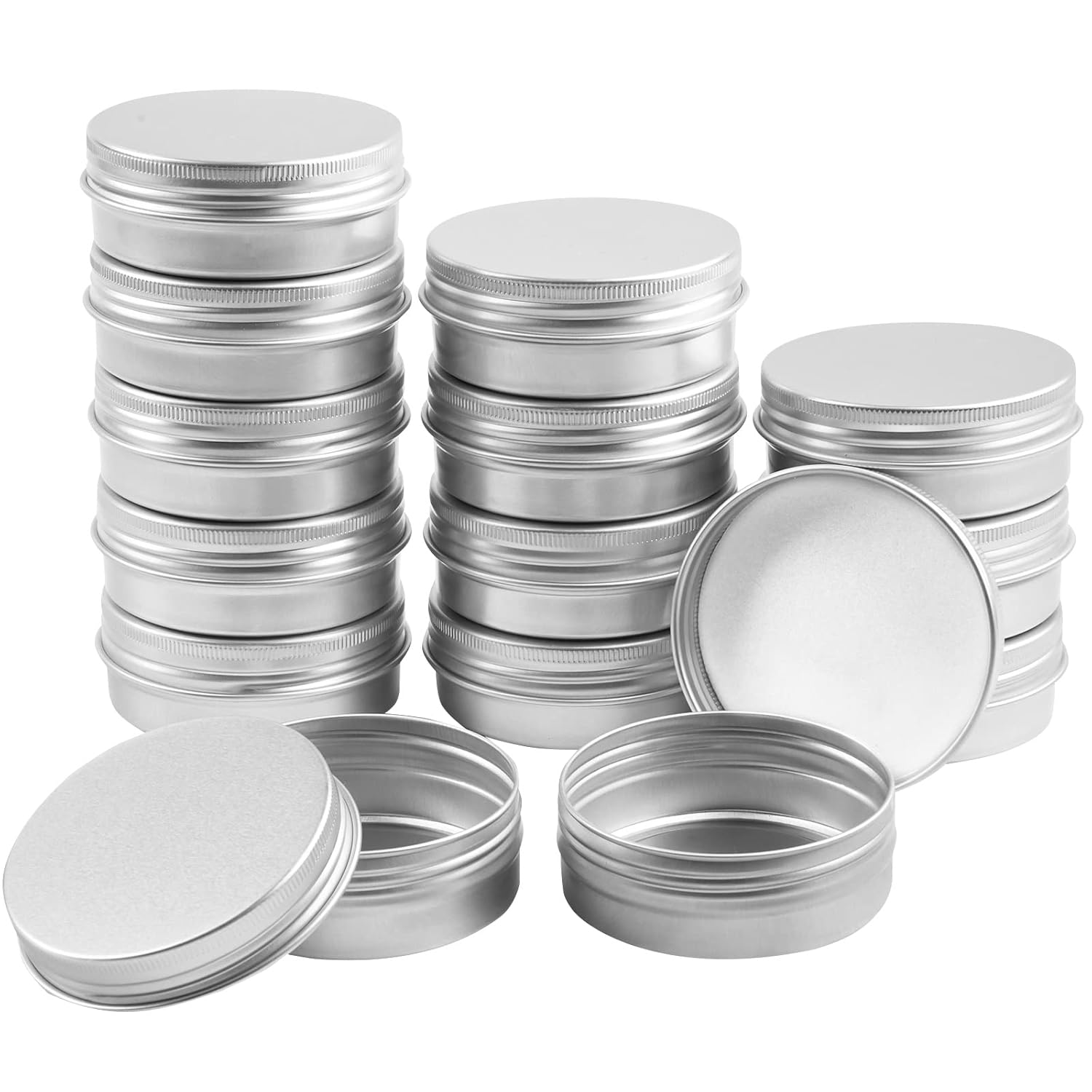 TUZAZO 24 Pack 2 Oz Aluminum Tin Cans with Screw Lid and Labels