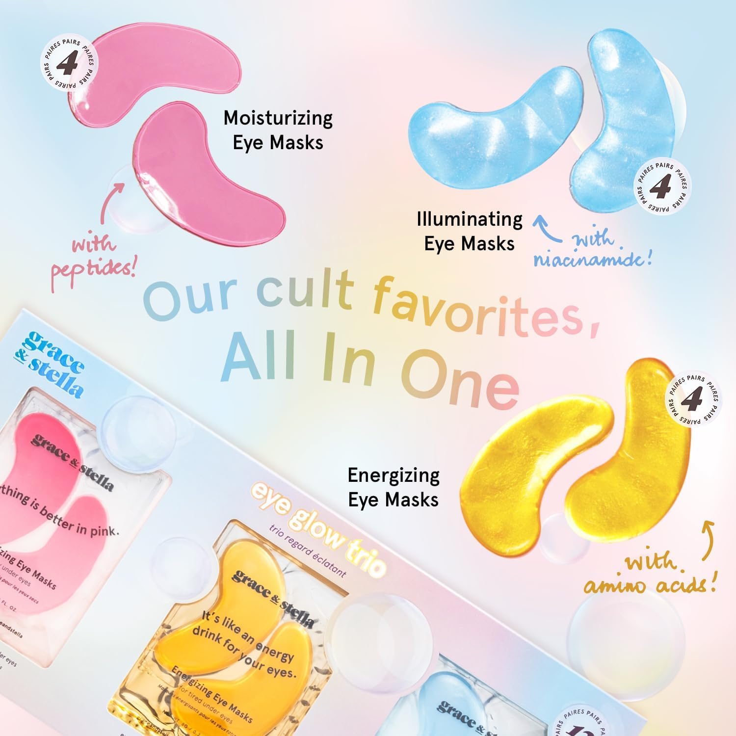 Grace Stella Under Eye Patches 12 Pairs - Vegan Puffiness Dark Circles Relief