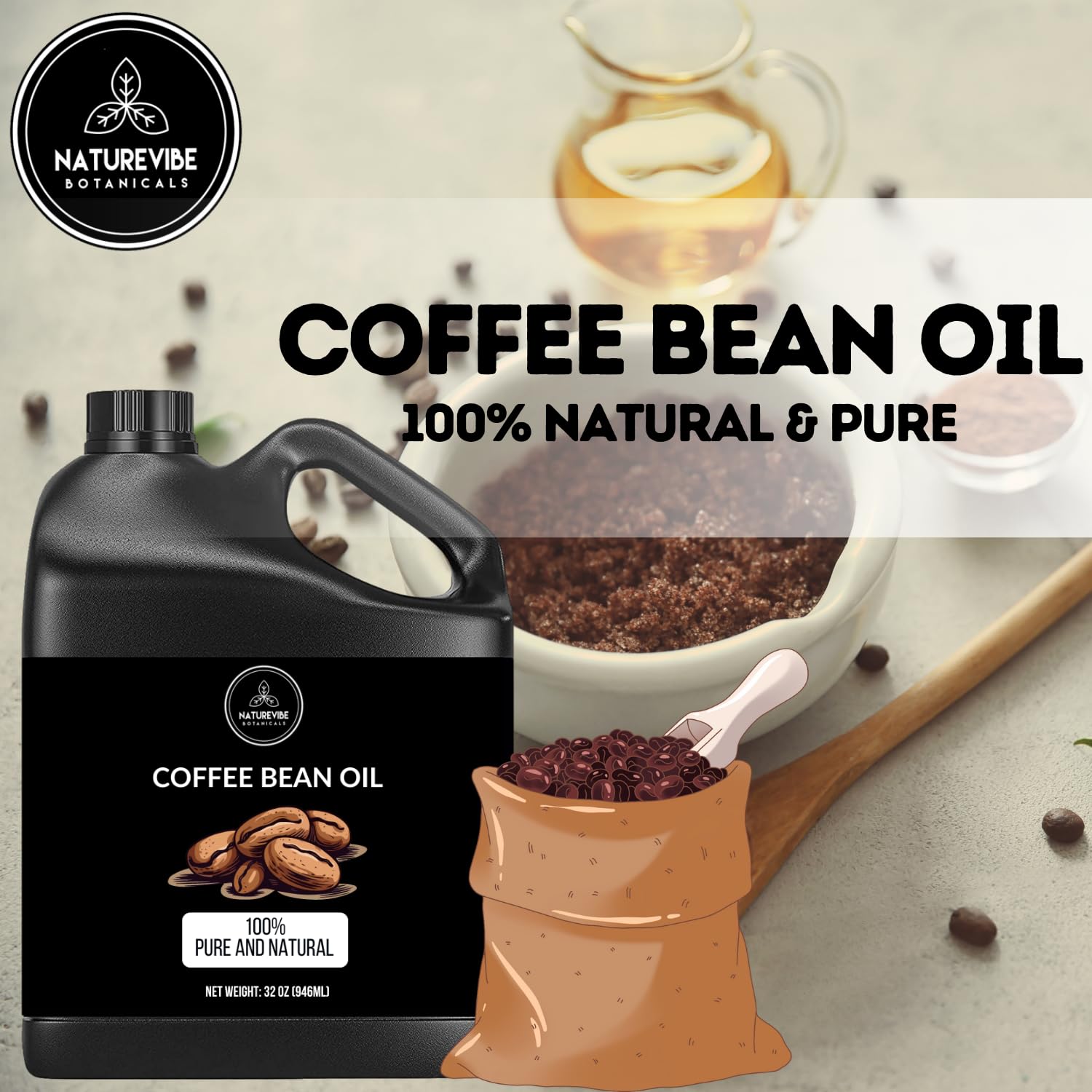 Naturevibe Botanicals Coffee Bean Oil 32 Ounces