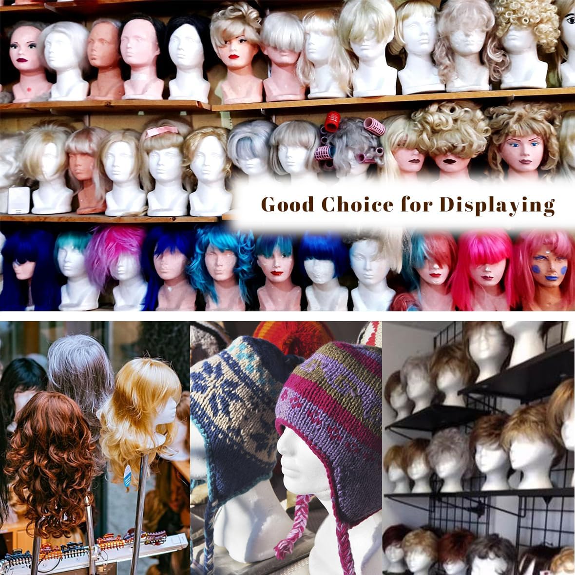 Leeven Foam Wig Head Stand for Wigs Display