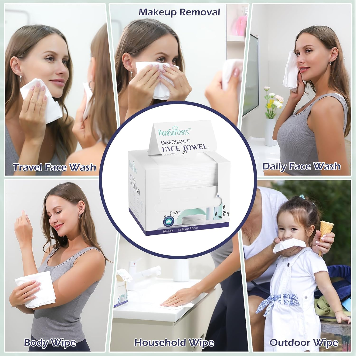 Disposable Face Towel 12x10 100 Cotton 320 Count 4 Pack