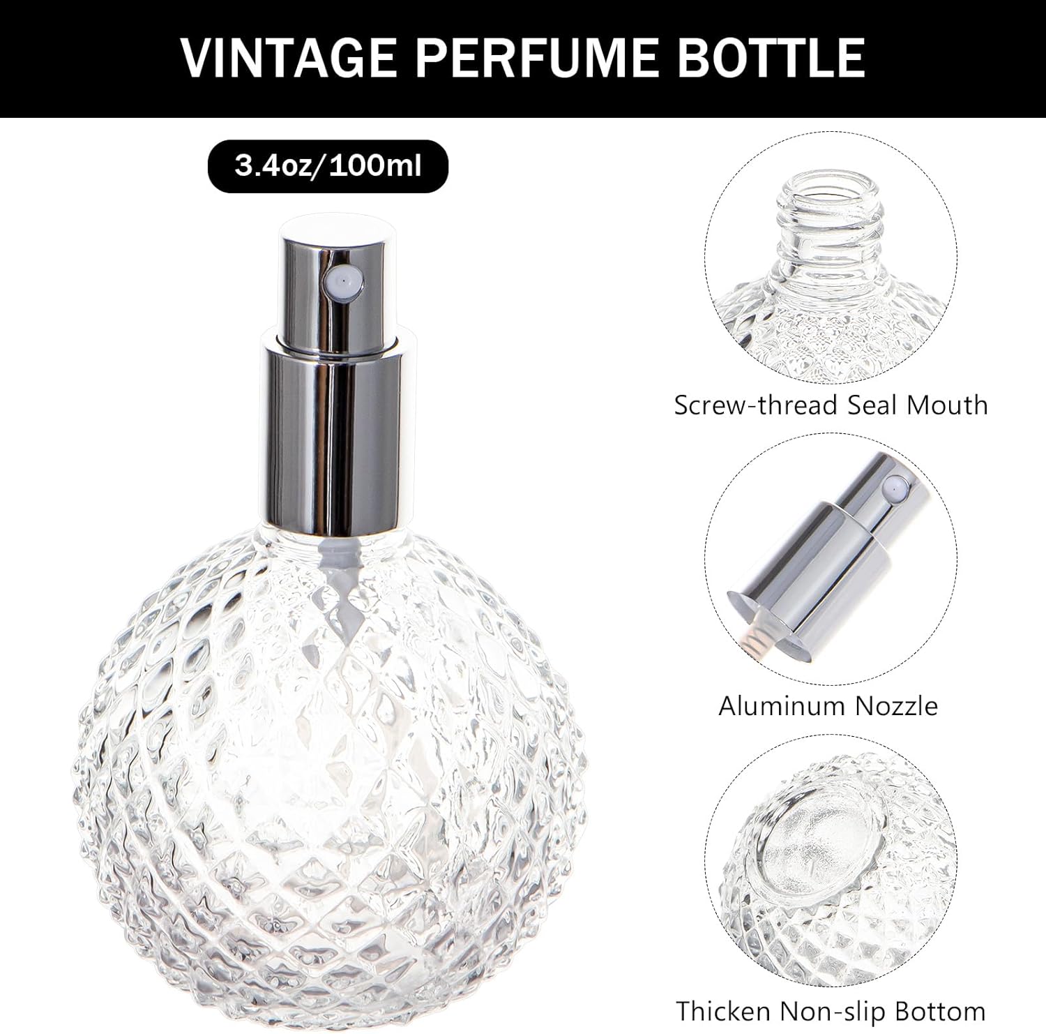 Yebeauty Vintage Glass Perfume Spray Bottle 34oz