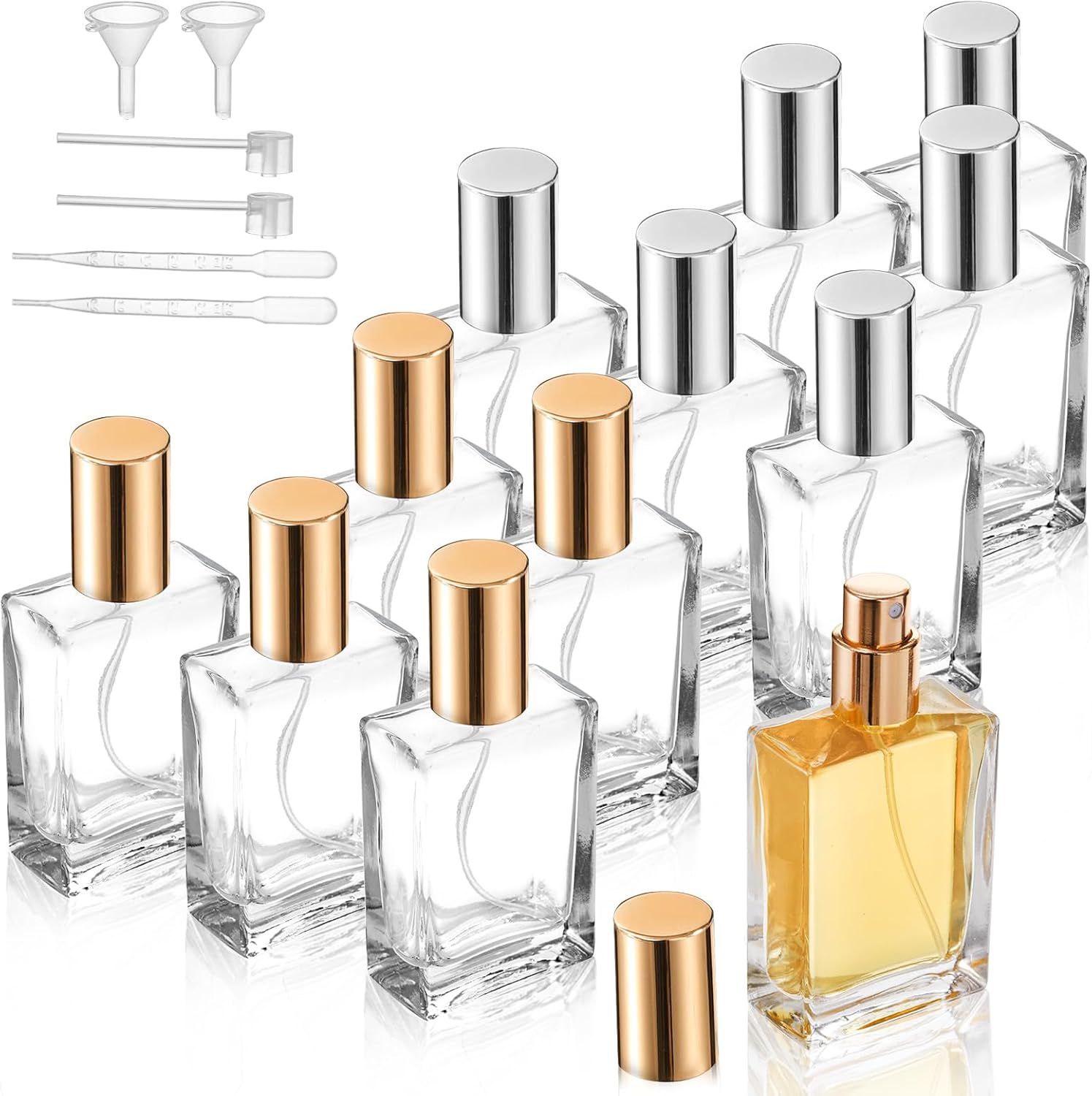 Foraineam 12-Pack Clear Glass Spray Bottles Refillable and Portable