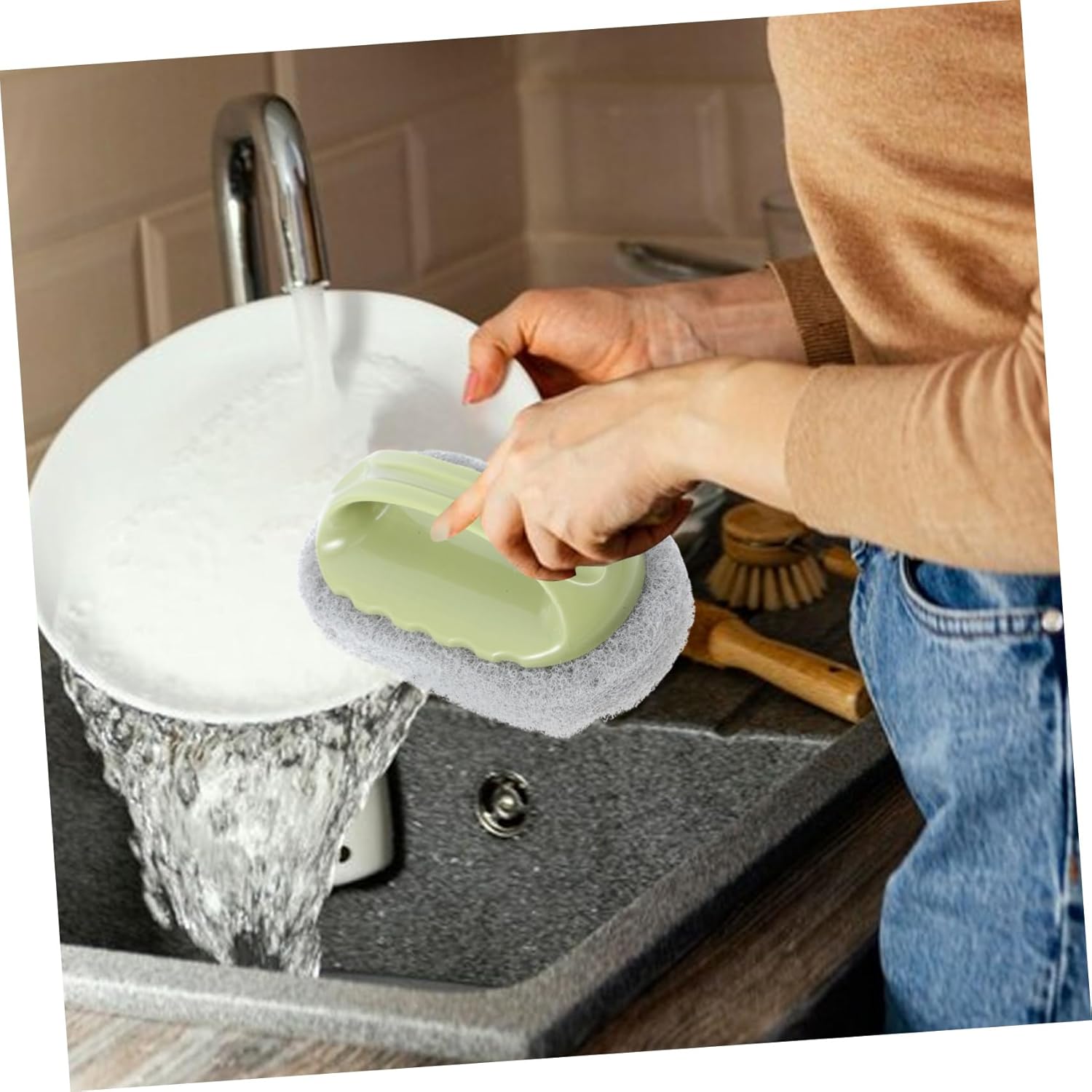 Cabilock Non-Scratch Cleaning Brush with Handle