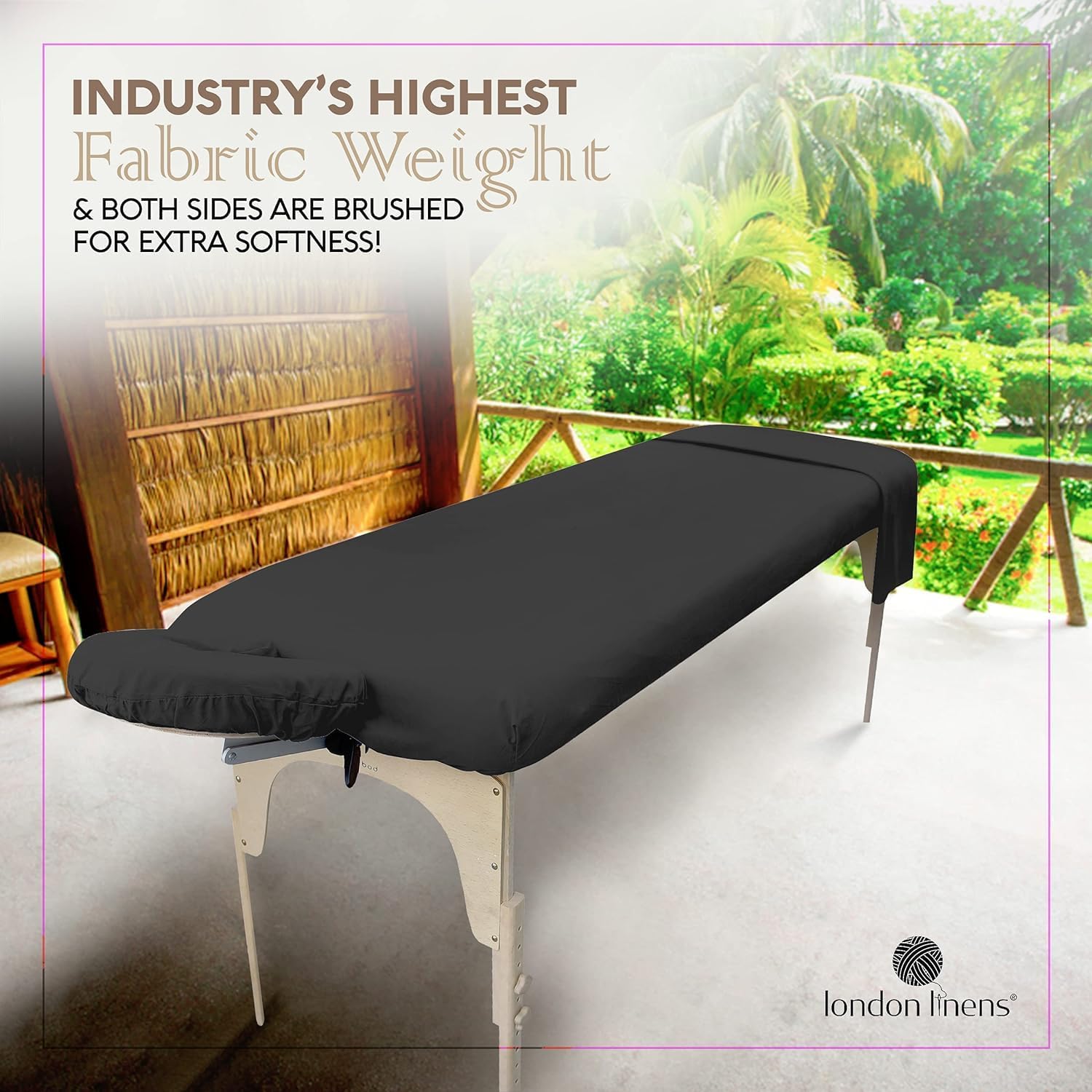 LONDON LINENS Pack of 2 Massage Table Sheets 3 Piece Set - Black