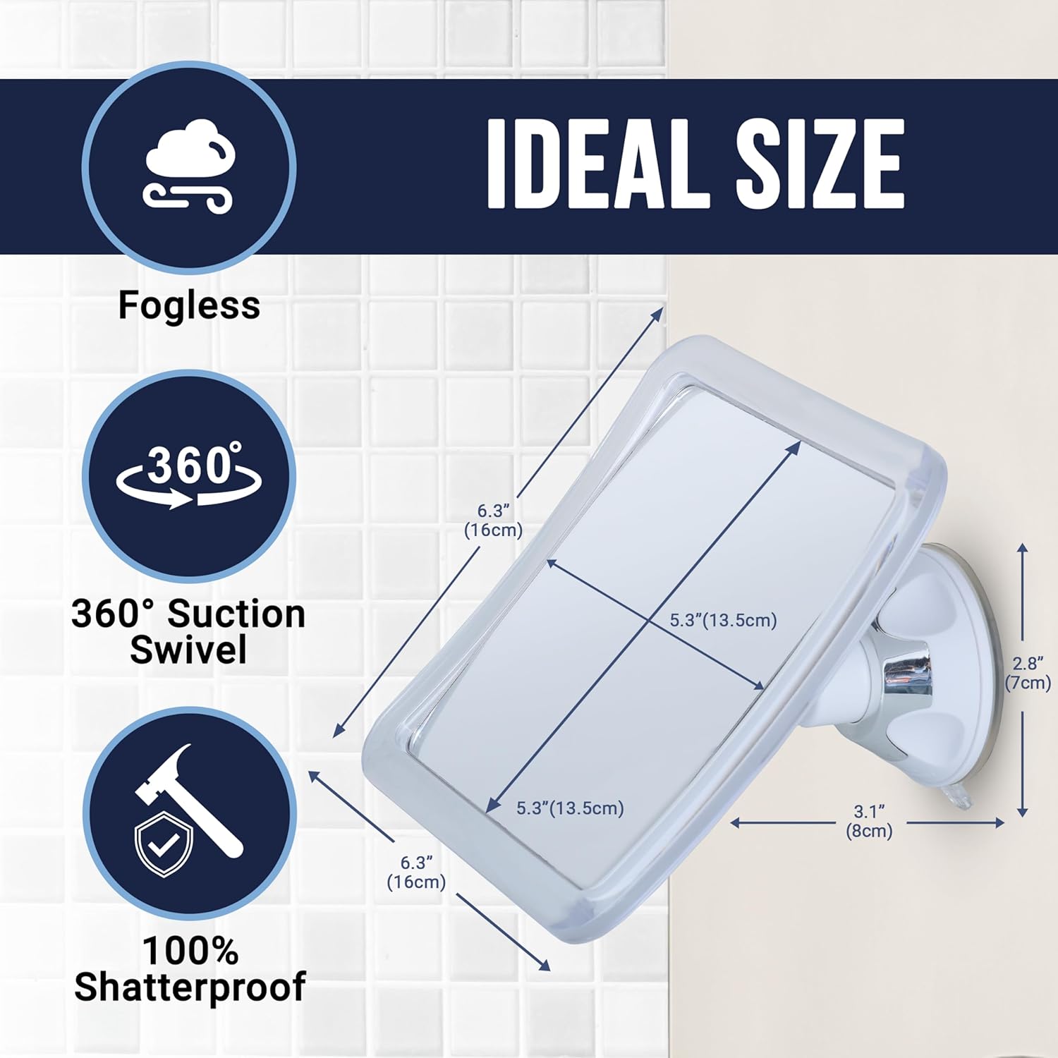 Mirrorvana Fogless Shower Mirror with Upgraded Suction and 360 Swivel