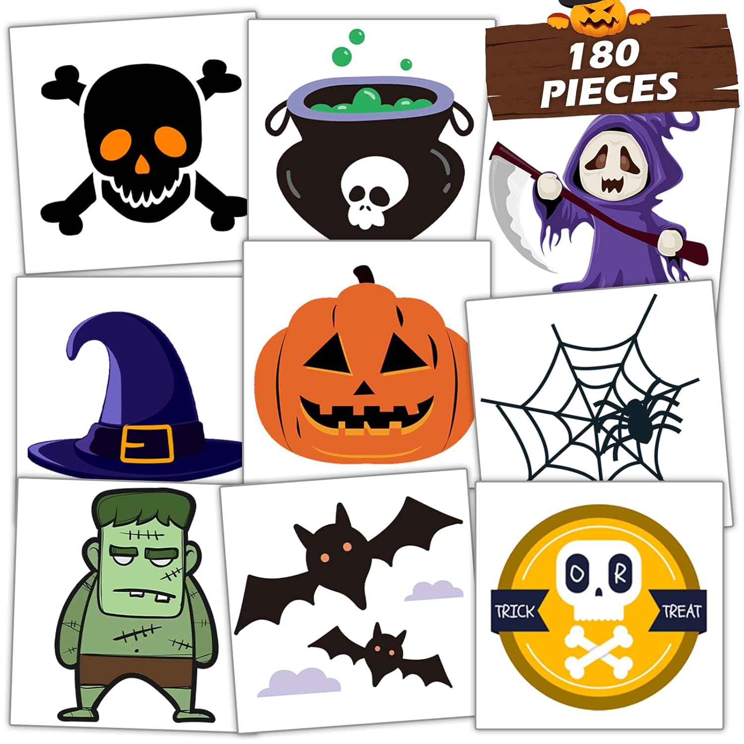180pcs Halloween Temporary Tattoos for Kids