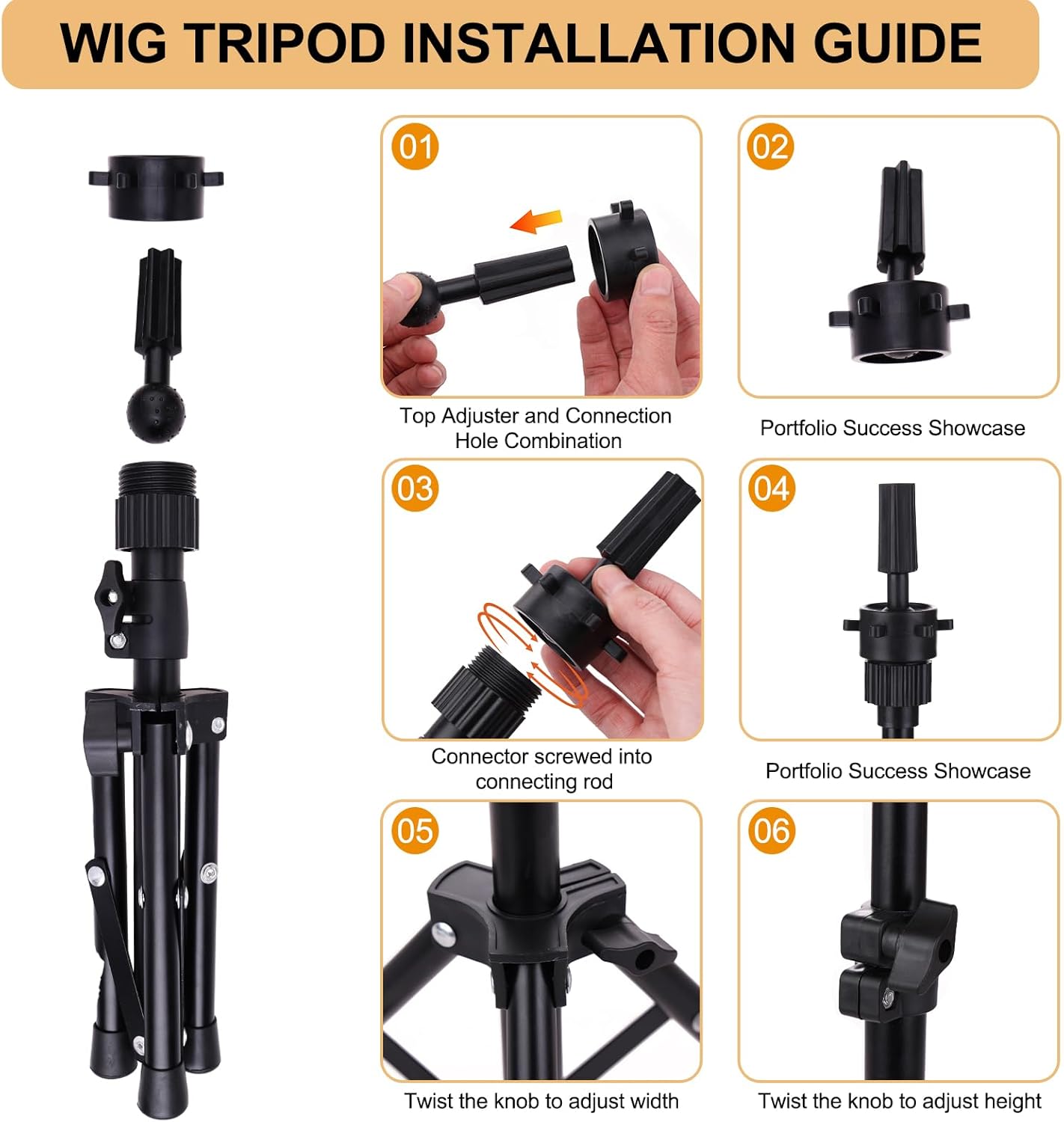 PWEOUKE 23 Inch Wig Stand Tripod with Head Set