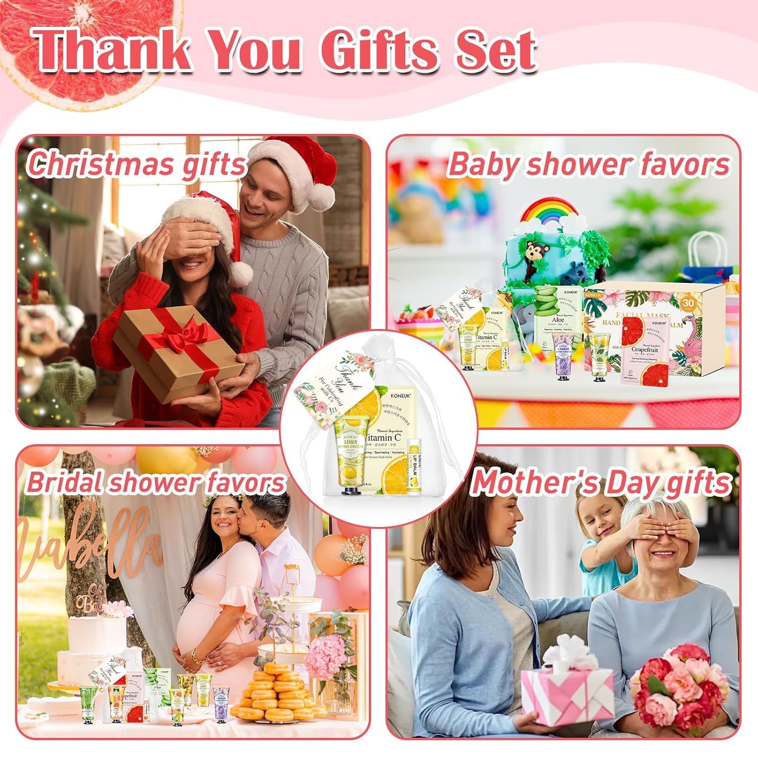 30 Pack Facial Mask Hand Cream Lip Balm Gift Set