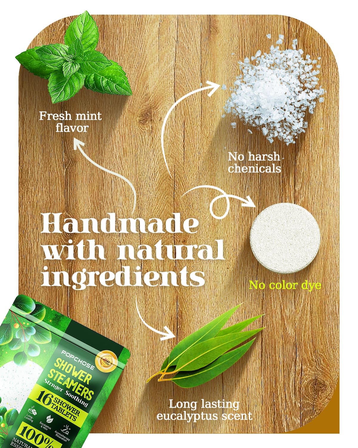 POPCHOSE 16 Pack Eucalyptus Shower Steamers for Relaxation and Natural Relief