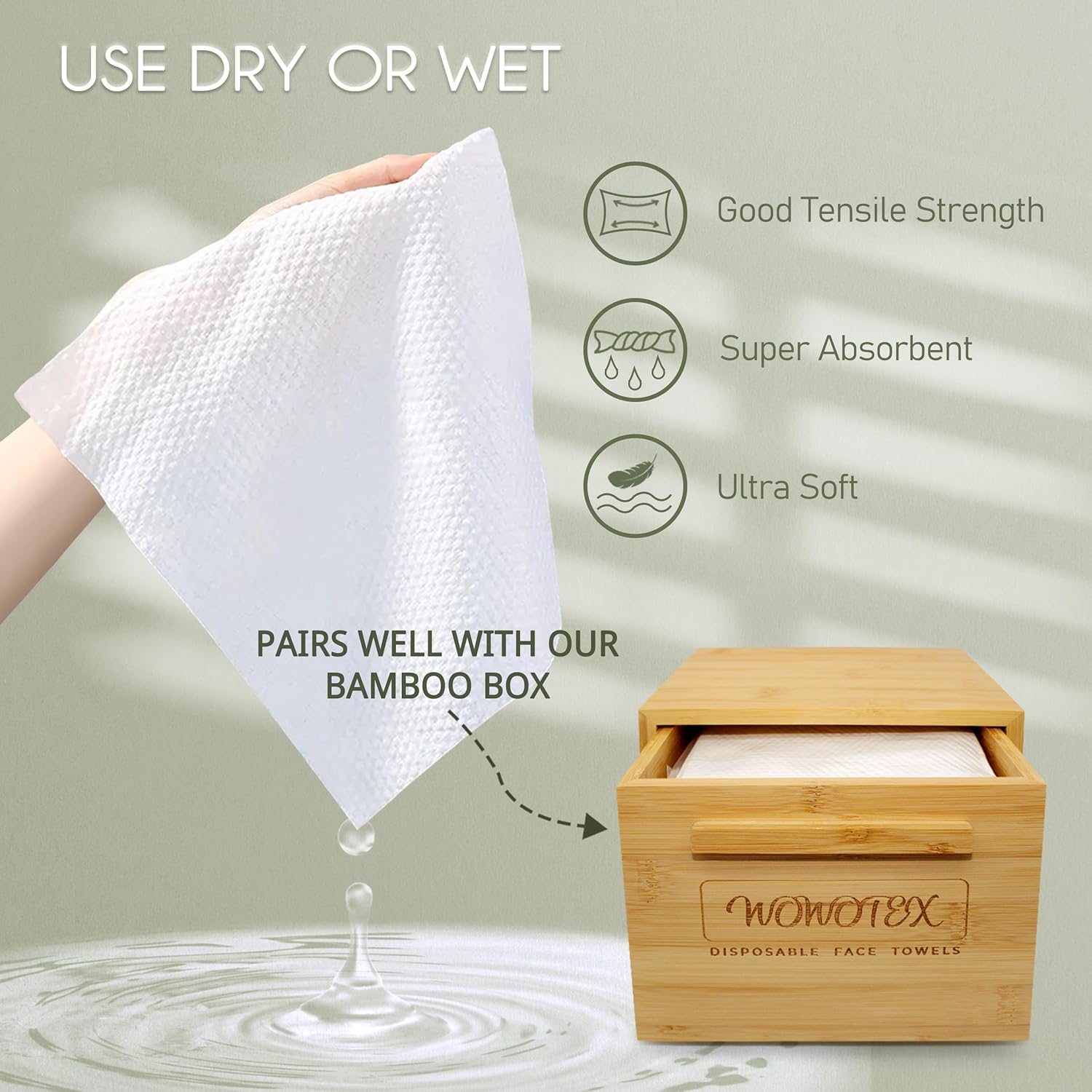 WOWOTEX 240 Count Biodegradable Face Wipes 4 Pack