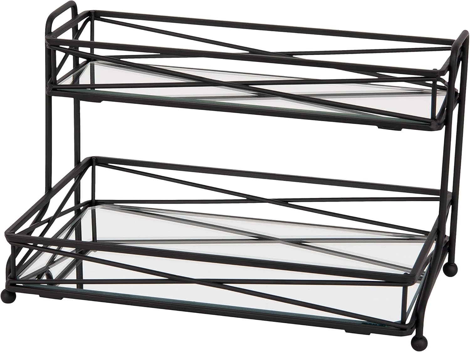 Home Details Mirrored Cosmetic Organizer 2 Tier Vanity Tower