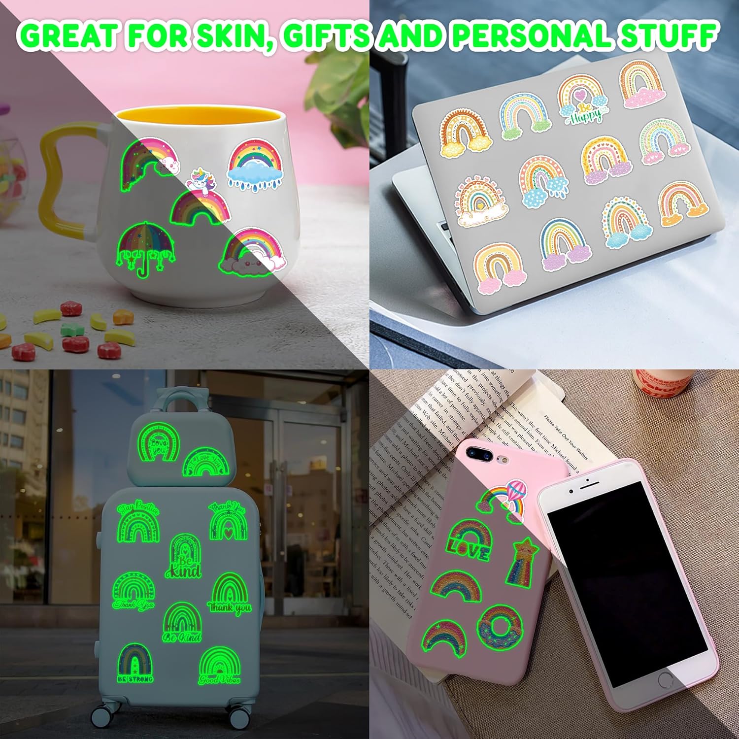 96 PCS Rainbow Pastel Temporary Tattoos for Kids 1