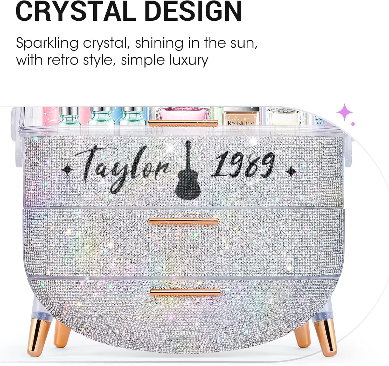 Teen Girls Makeup Organizer with Clear Compartment and Drawers