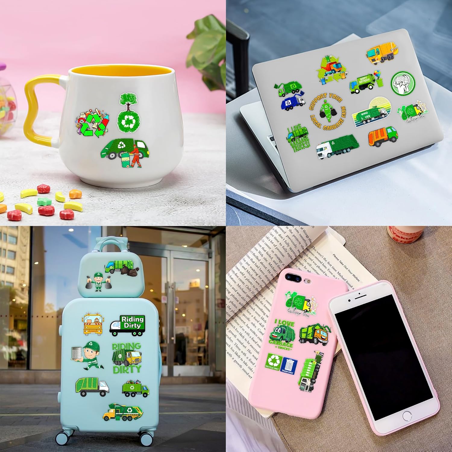 Garbage Truck Temporary Tattoos for Kids 96PCS Set