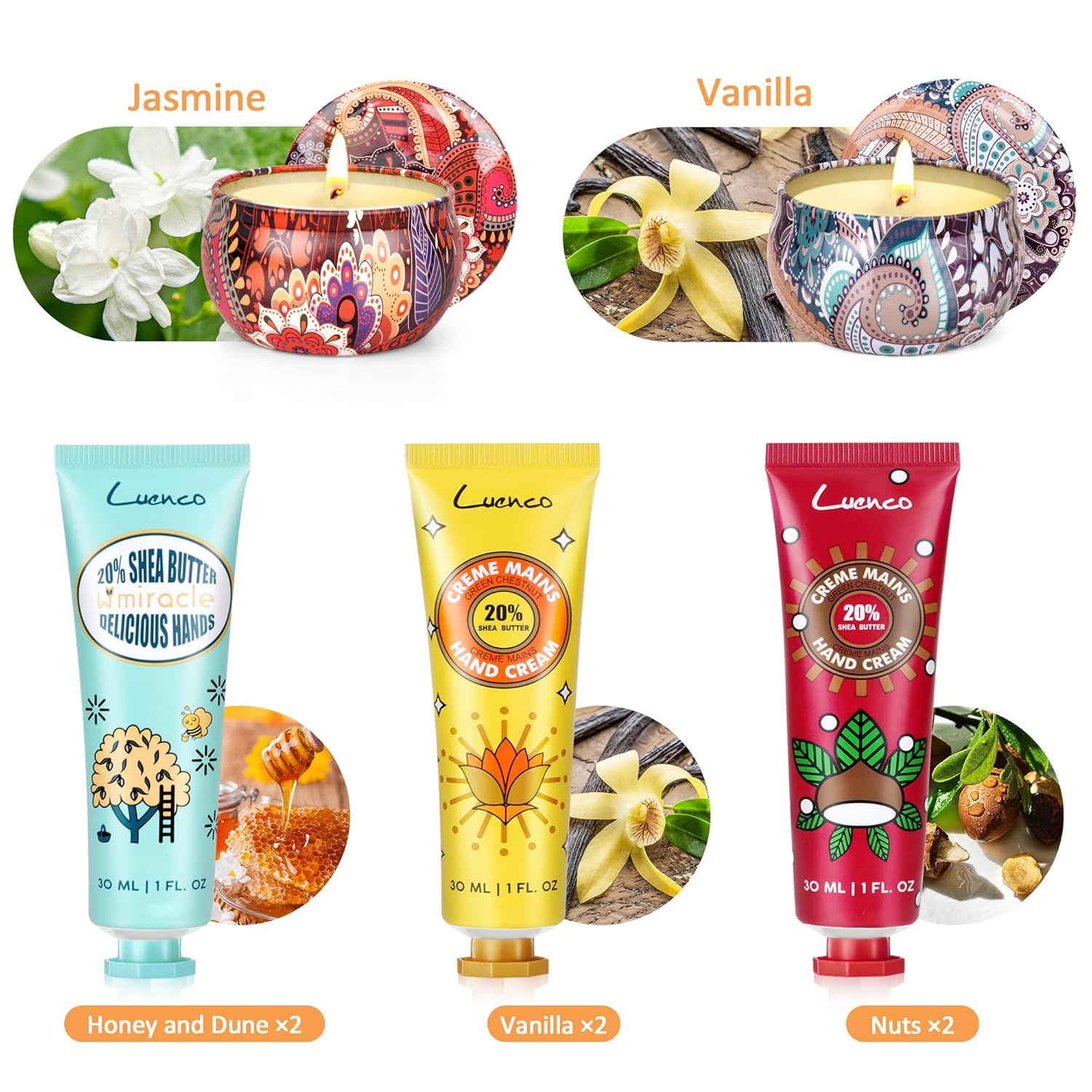 Scented Candle Hand Lotion Gift Set for Women