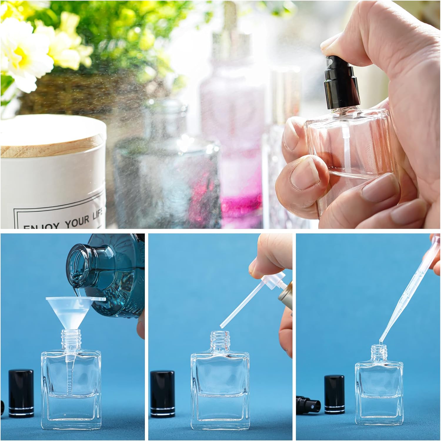 YU FENG 12Pcs Clear Refillable Perfume Bottle Set
