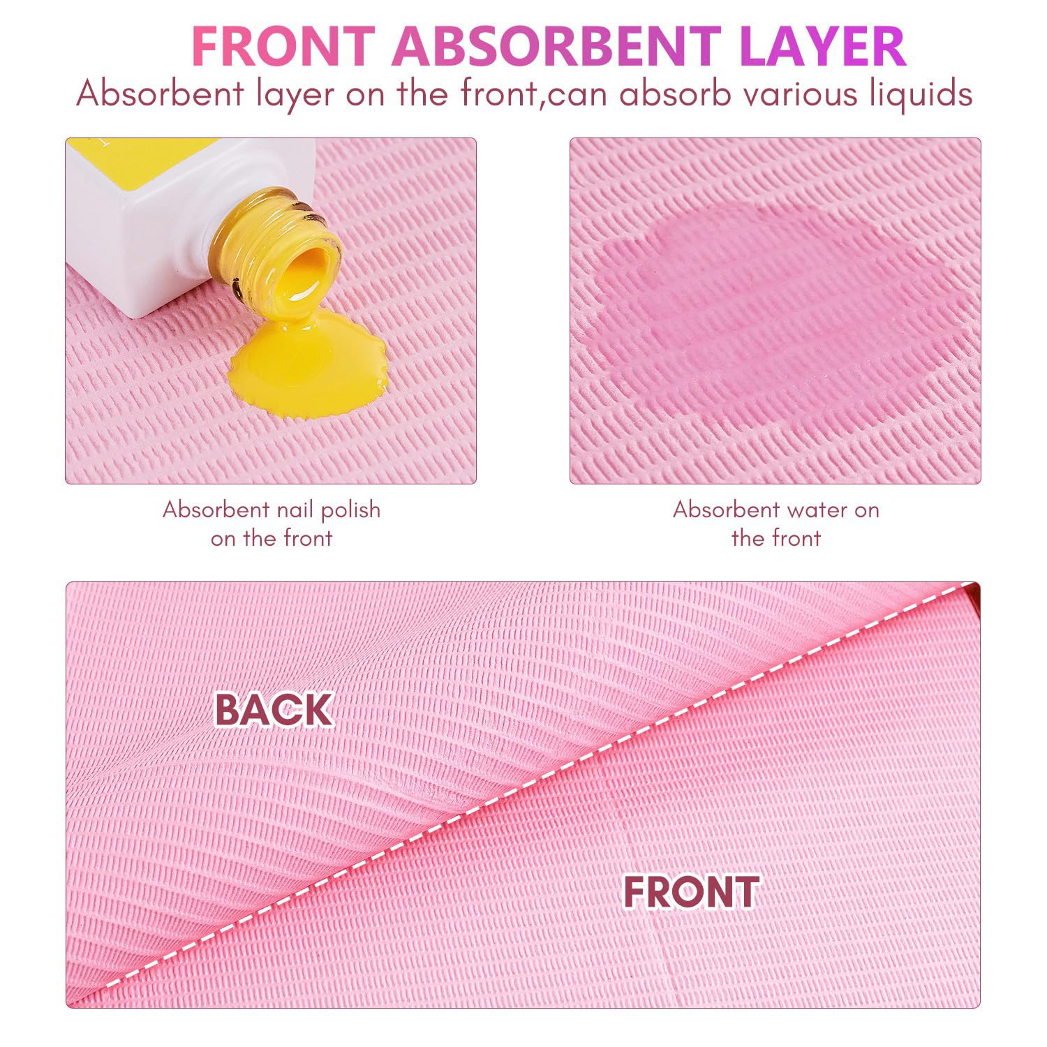 Makartt 50Pcs Pink Disposable Nail Mats