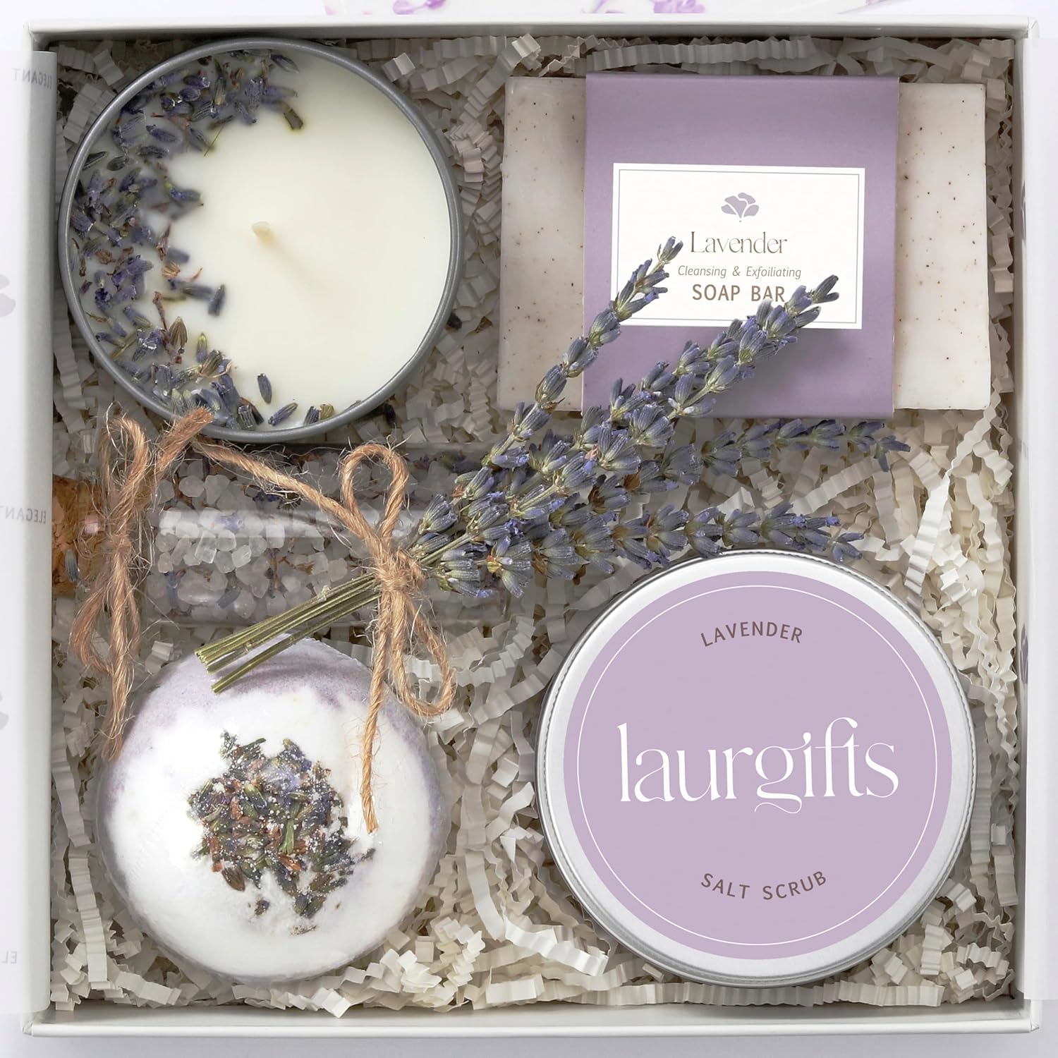 Lavender Spa Gift Basket for Women Elegant Self Care Kit