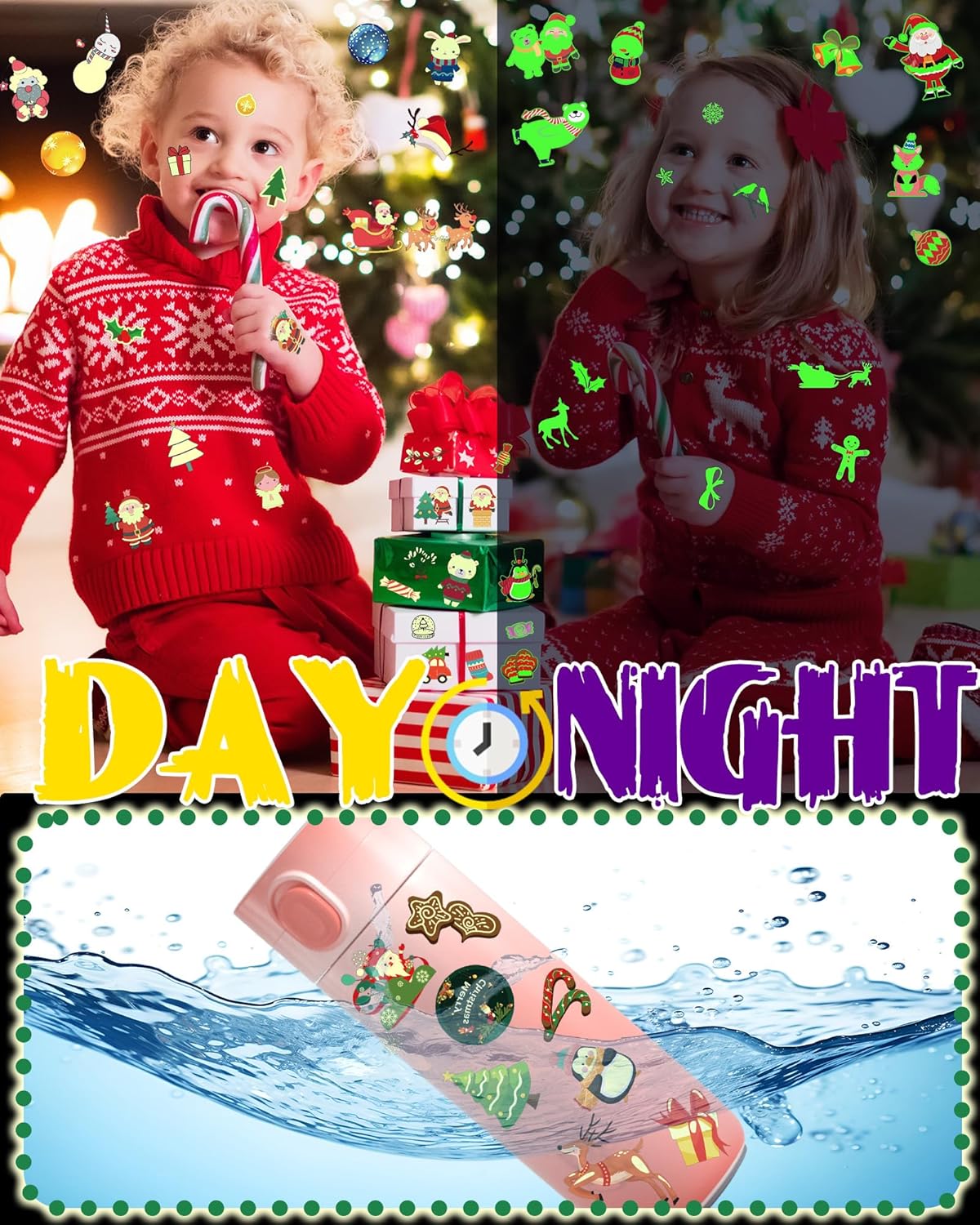 260 Styles Luminous Christmas Temporary Tattoos for Kids