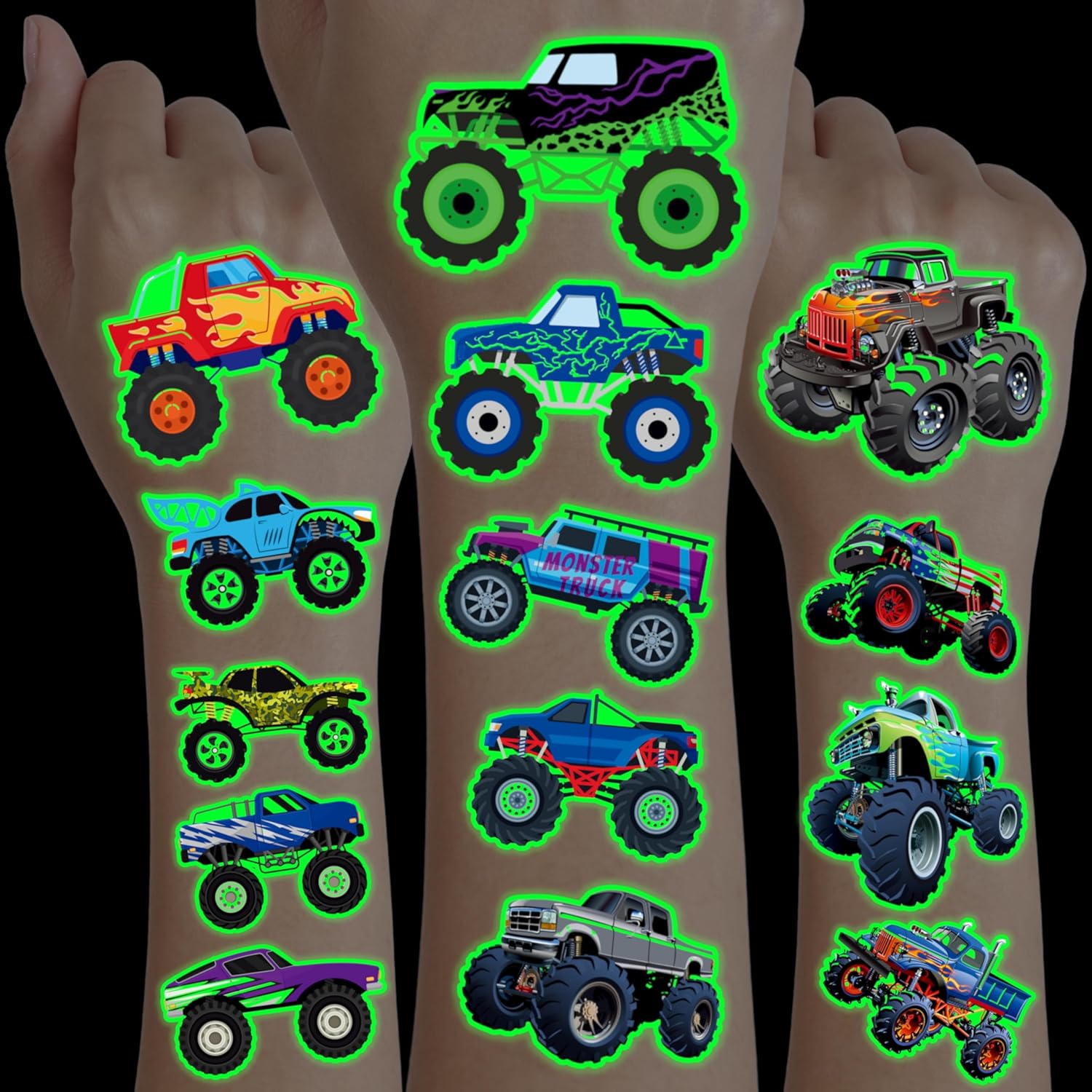 96PCS Monster Truck Temporary Tattoos for Kids