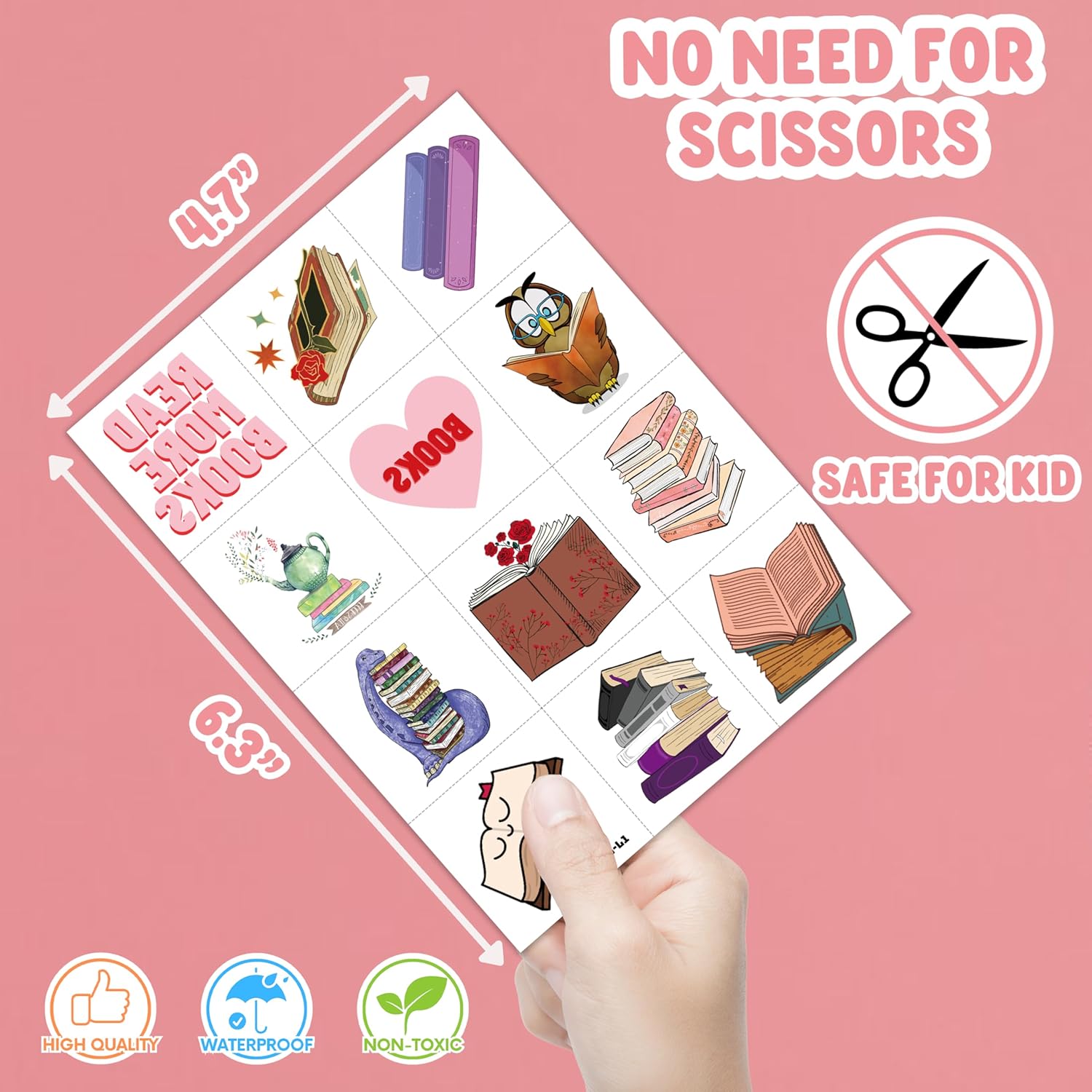 96 Pcs Book Themed Temporary Tattoos Sticker Sheet Set