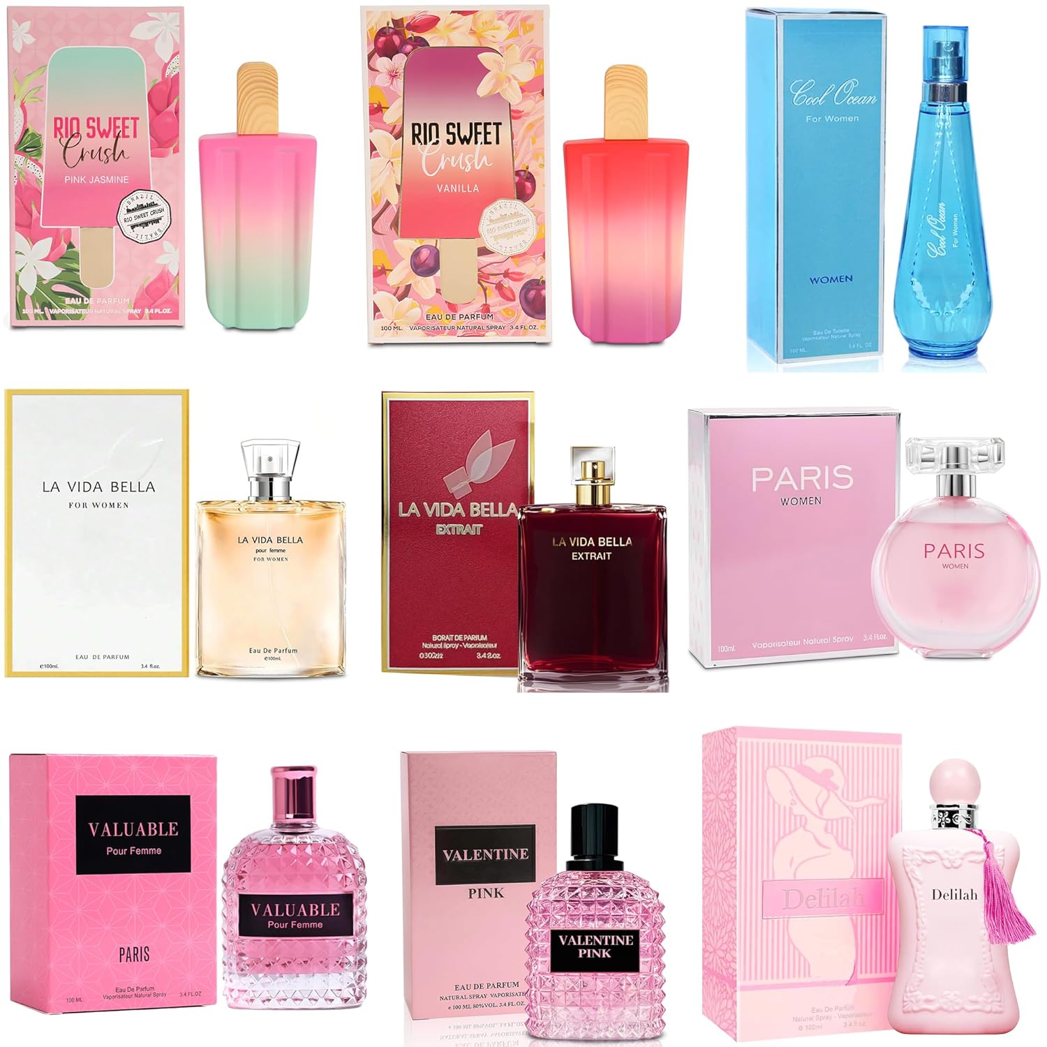 Womens Perfume Sampler Set - 9 Full Size Luxury Fragrances