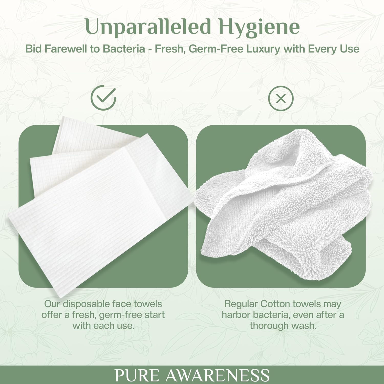 60 Pack Biodegradable Face Towels for Sensitive Skin