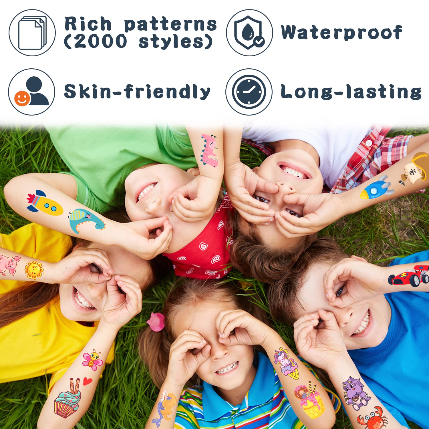 Partywind 168 Sheets Kids Temporary Tattoos 2000 Styles