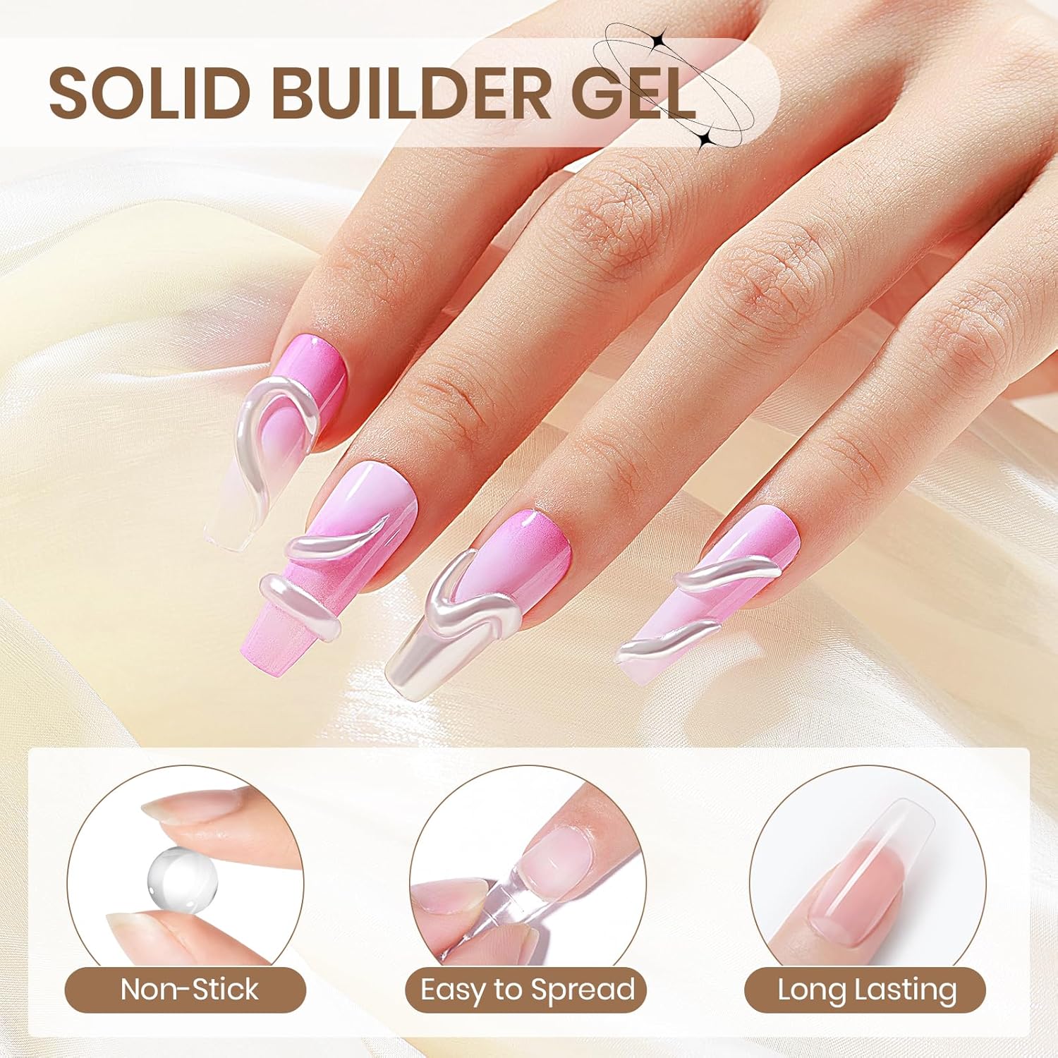 SUPWEE 3D Nail Gel Art 2PCS Clear Builder Gel for Nails