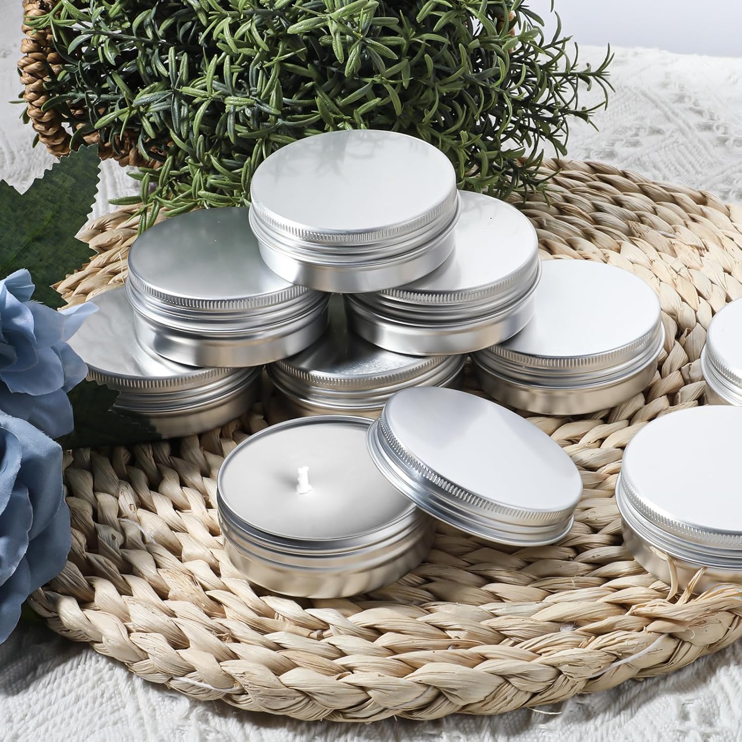 48 Pcs Screw Top Aluminum Round Tins 2 Oz Storage Jar Set