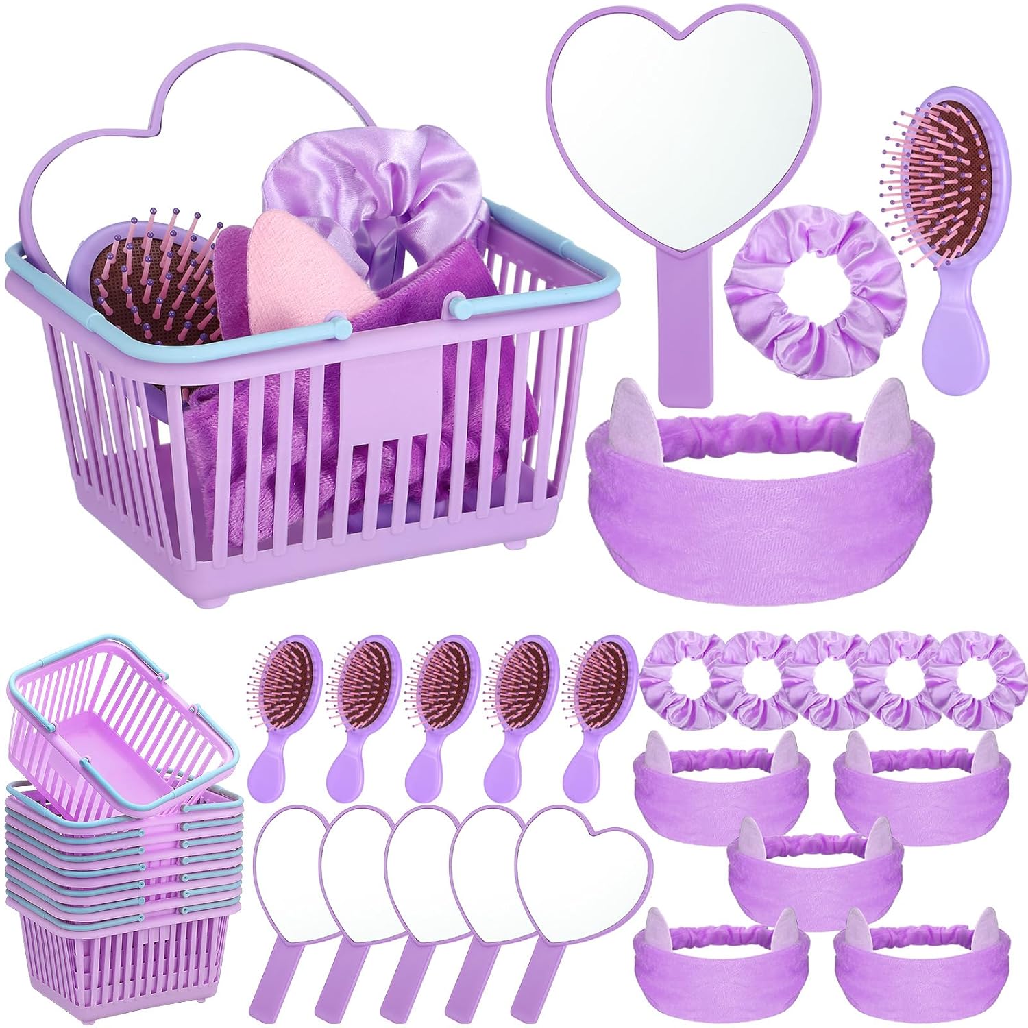 32 Pcs Spa Party Supplies Set with 8 Mirrors and 8 Headbands