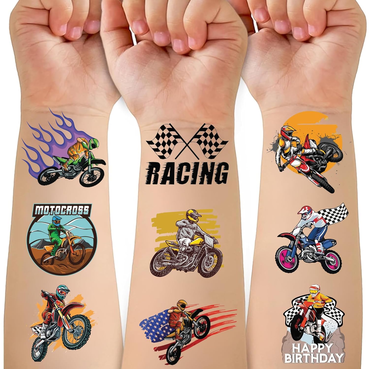 CAVALATAT Dirt Bike Temporary Tattoos for Kids 50PCS