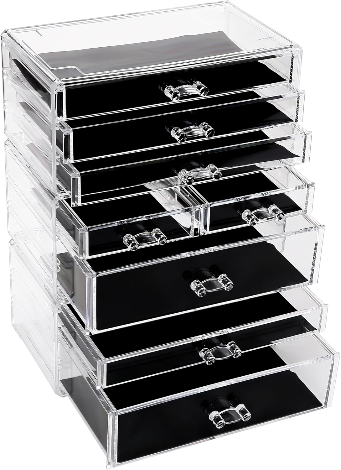 Sea Team 3-Tier Clear Makeup Organizer with 8 Drawers