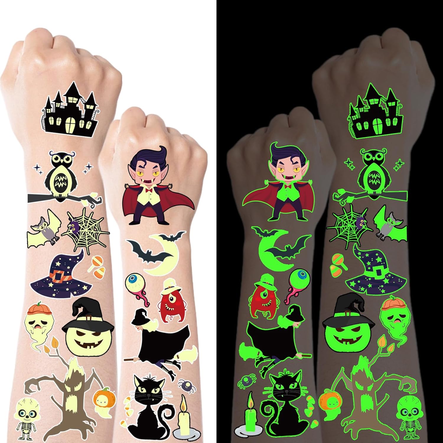 500 Styles Luminous Halloween Temporary Tattoos for Kids