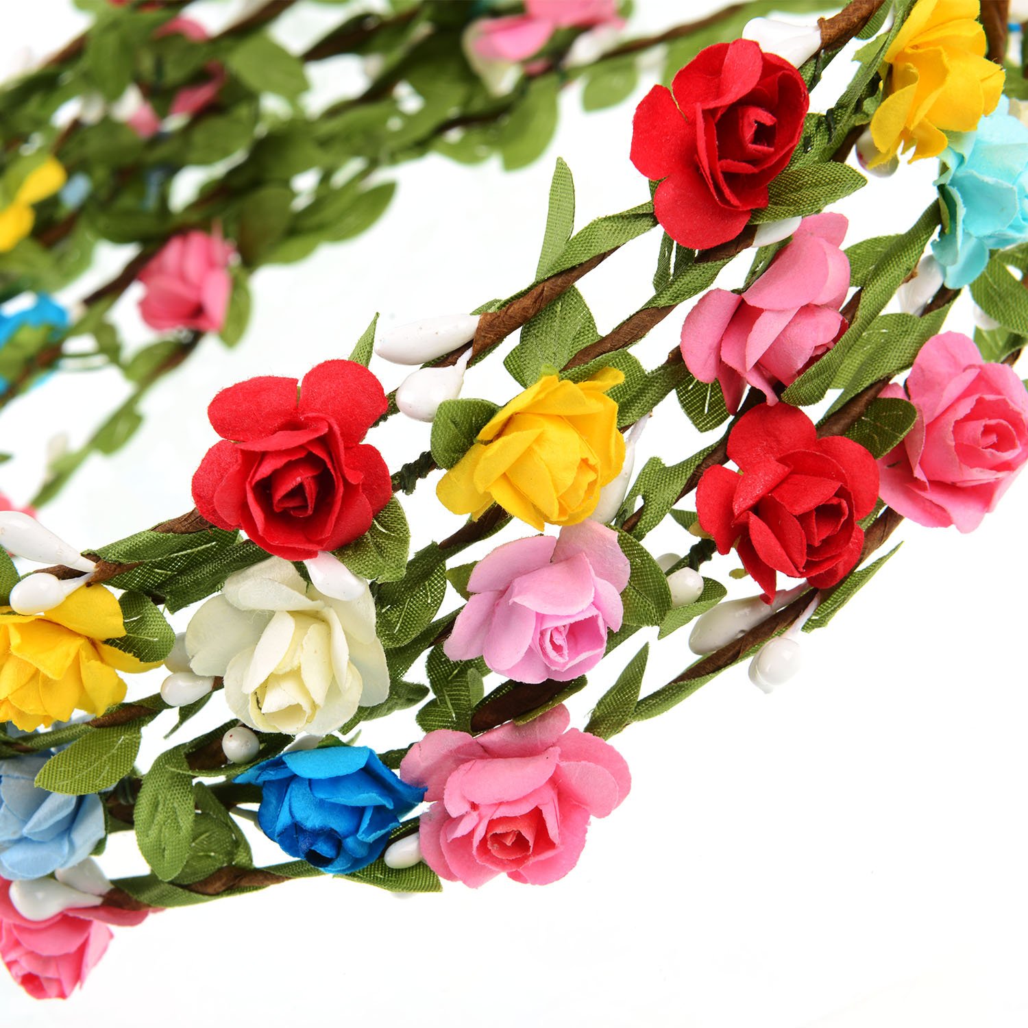 EBOOT 15-Piece Multicolor Flower Crown Headband Set