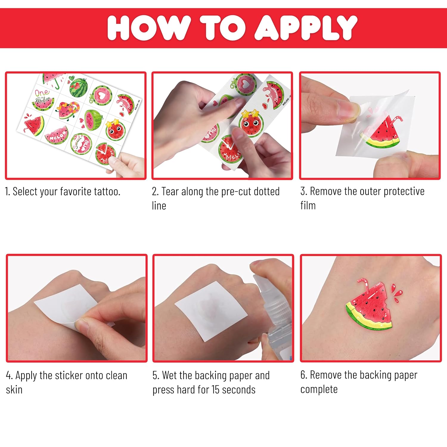 96PCS Watermelon Temporary Tattoos for Kids