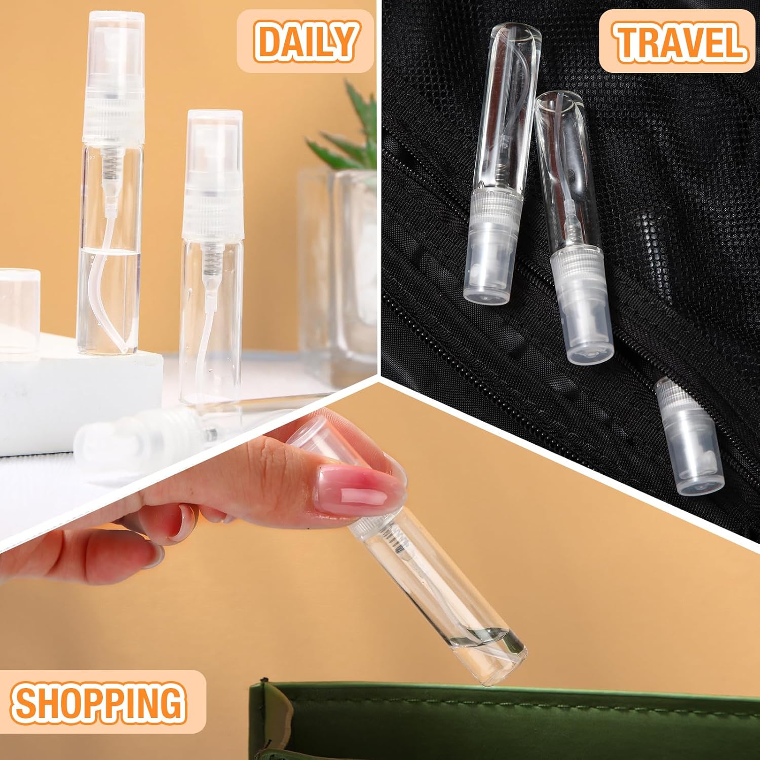 Tanlade 300 Pcs 5ml Clear Glass Spray Bottles