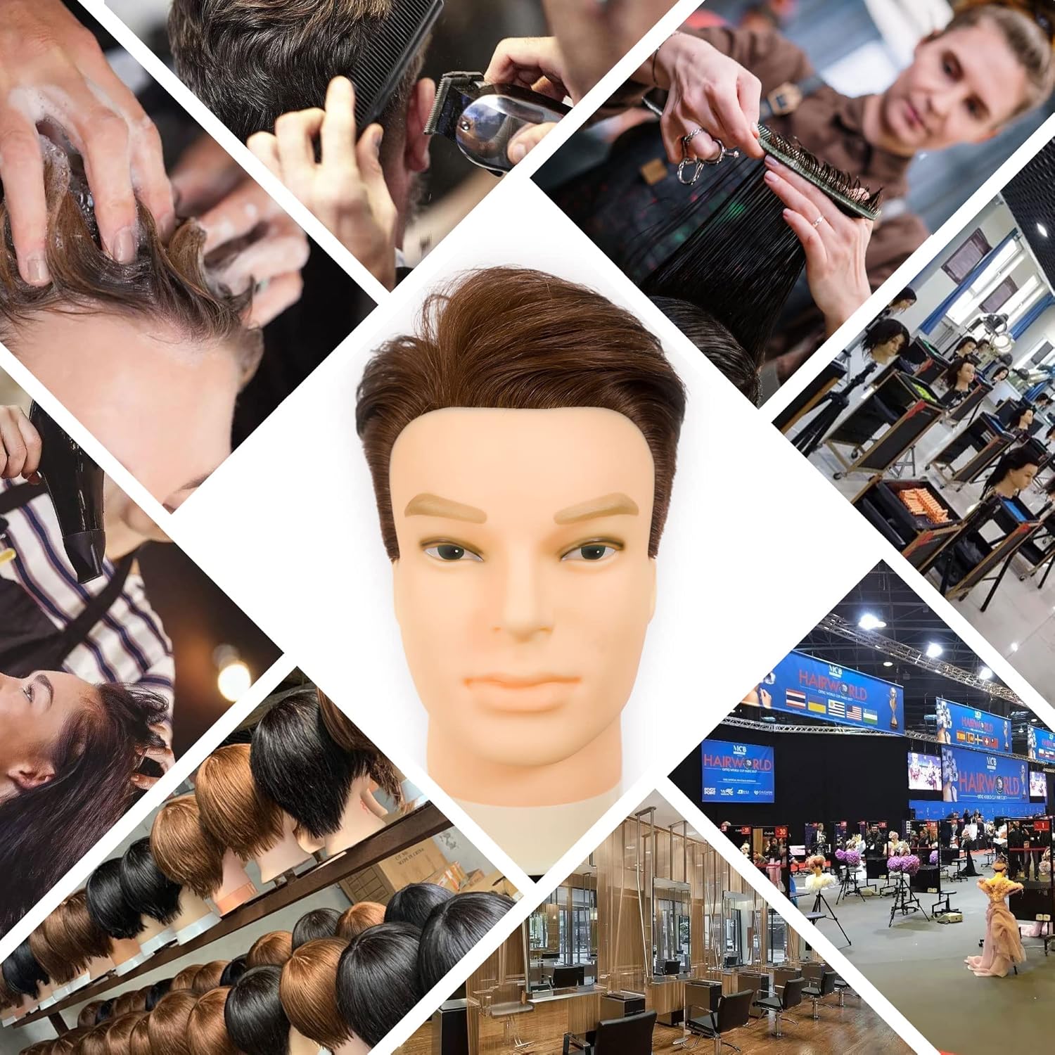DIRUISI Male Mannequin Head with Human Hair
