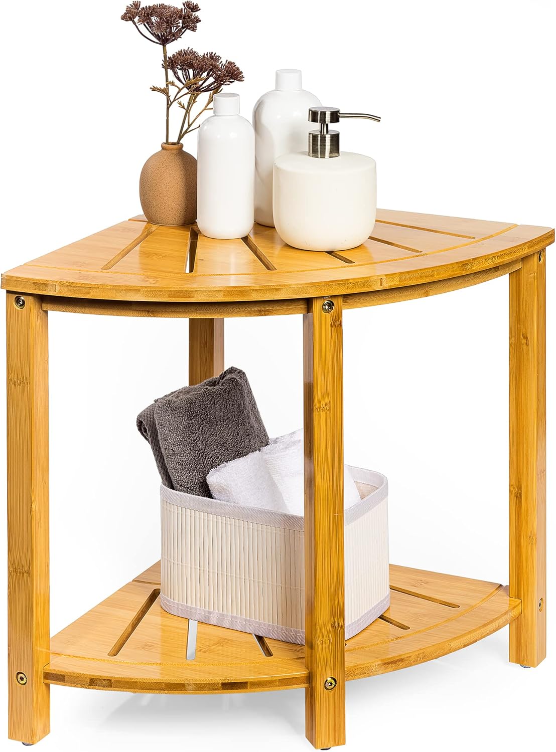 Sorbus Bamboo Shower Stool with Shelf