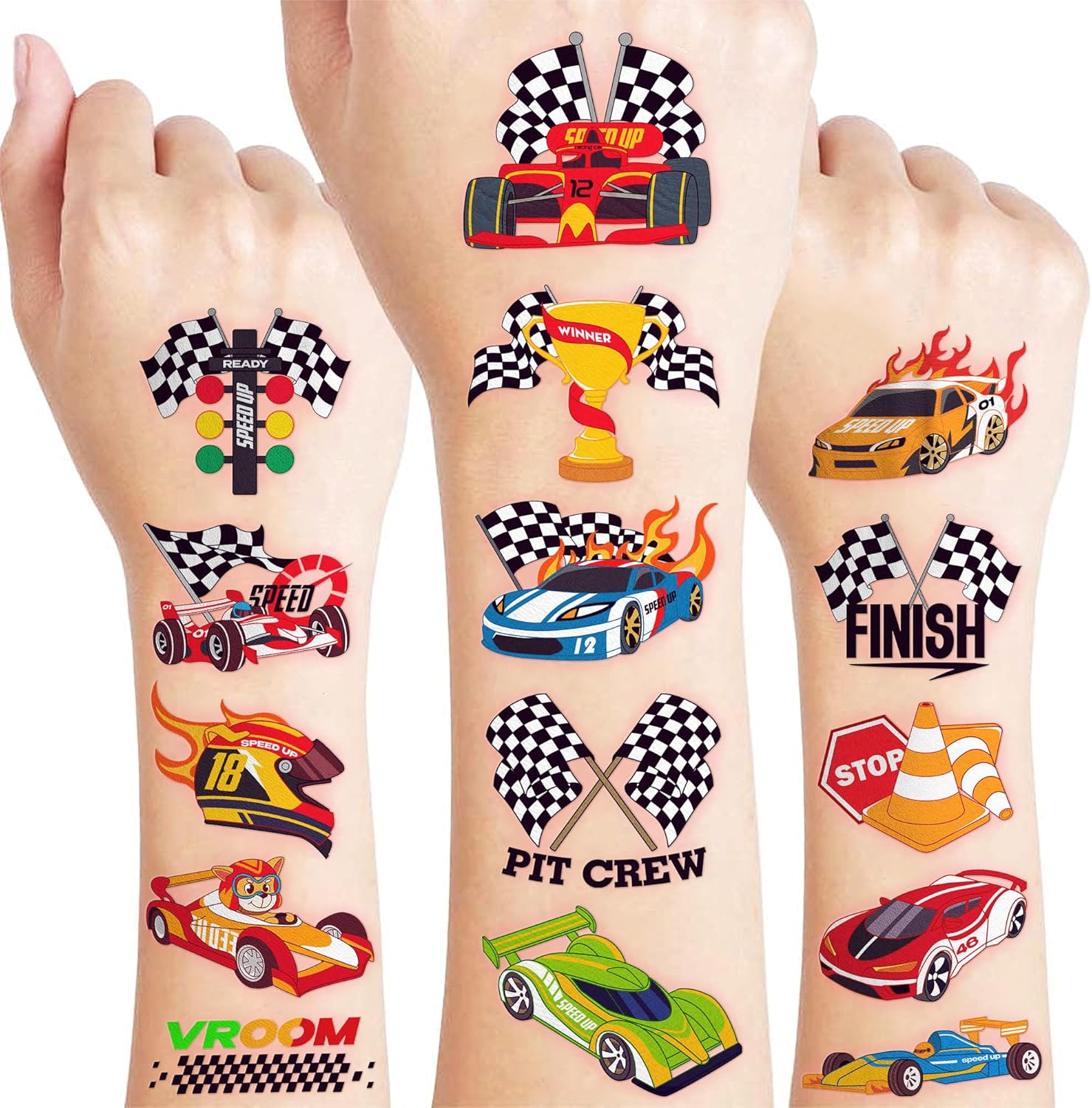 96 PCS Racing Car Temporary Tattoos for Kids