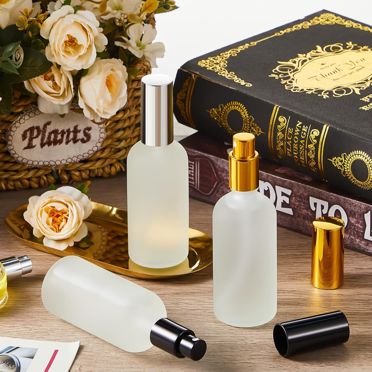 Roshtia 30 Pcs Glass Spray Bottle Set with Fine Mist Pump