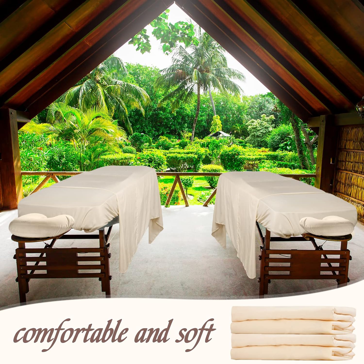 Oudain 6 Set Microfiber Massage Table Sheets Natural