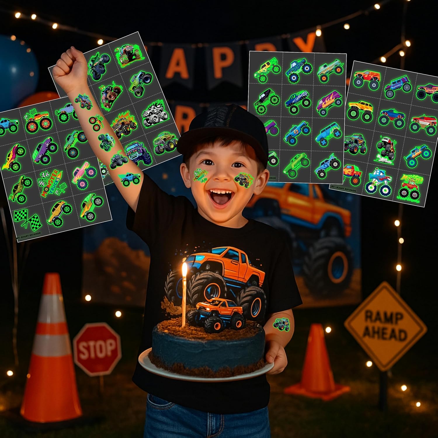 96PCS Monster Truck Temporary Tattoos for Kids