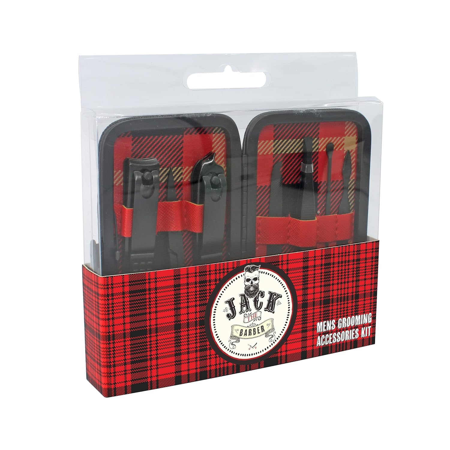 JACK THE BARBER 7 Piece Mens Grooming Kit Stainless Steel Tools