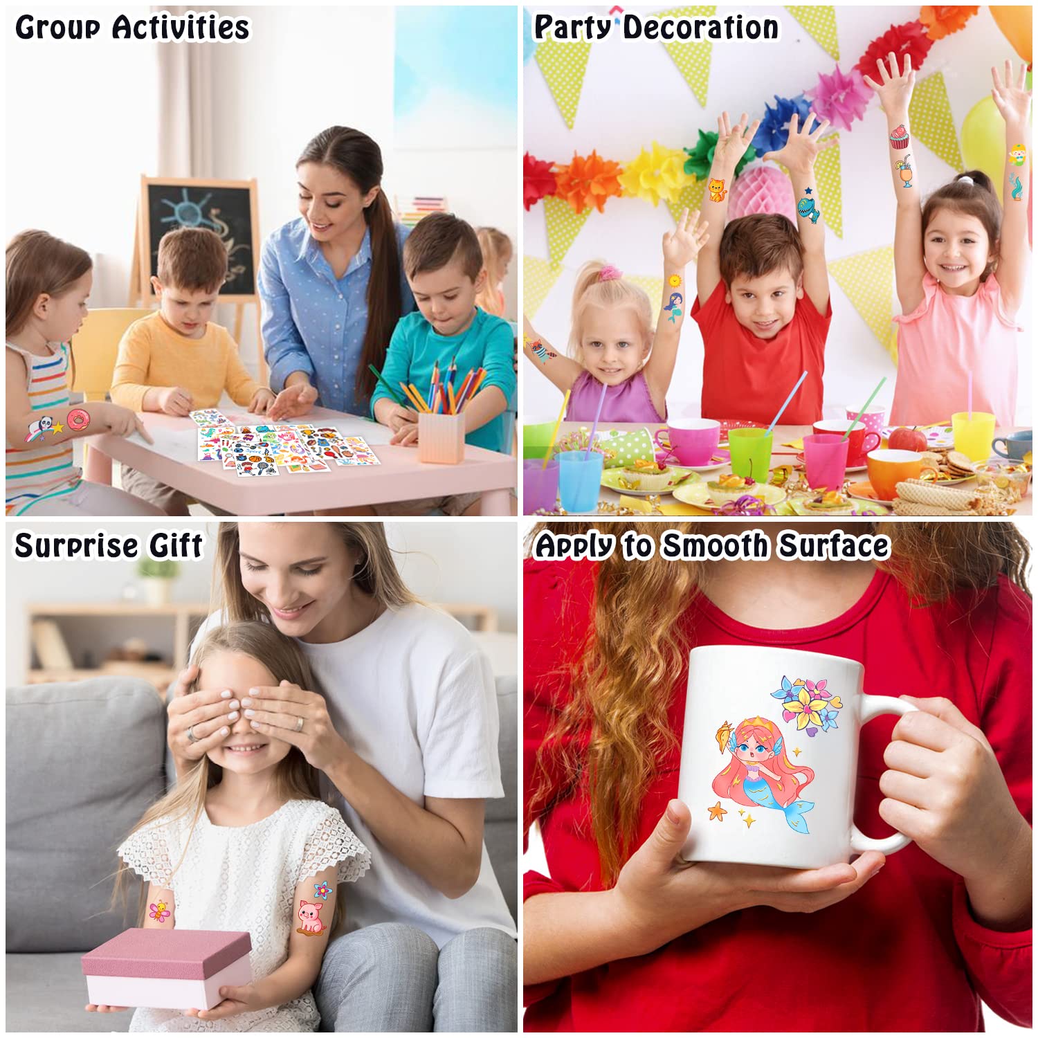 Partywind 168 Sheets Kids Temporary Tattoos 2000 Styles